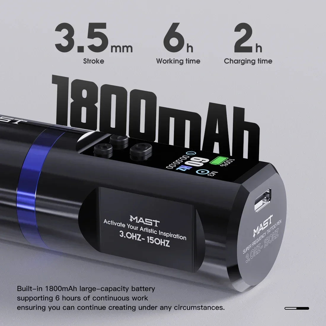 Machine à tatouer sans fil Dragonhawk Mas Hertz X8 Pro à fréquence réglable