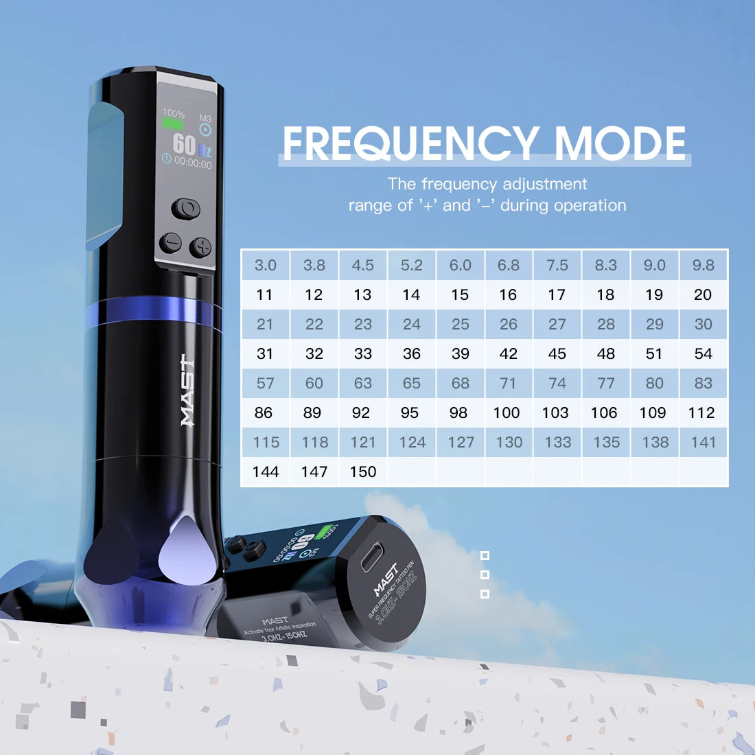 Machine à tatouer sans fil Dragonhawk Mas Hertz X8 Pro à fréquence réglable