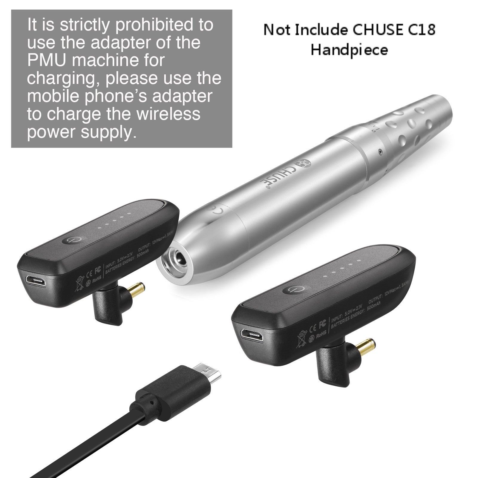CHUSE Wireless Power Supply for P1/C18/C22 Handpiece, 3.5mm*1.5mm Interface
