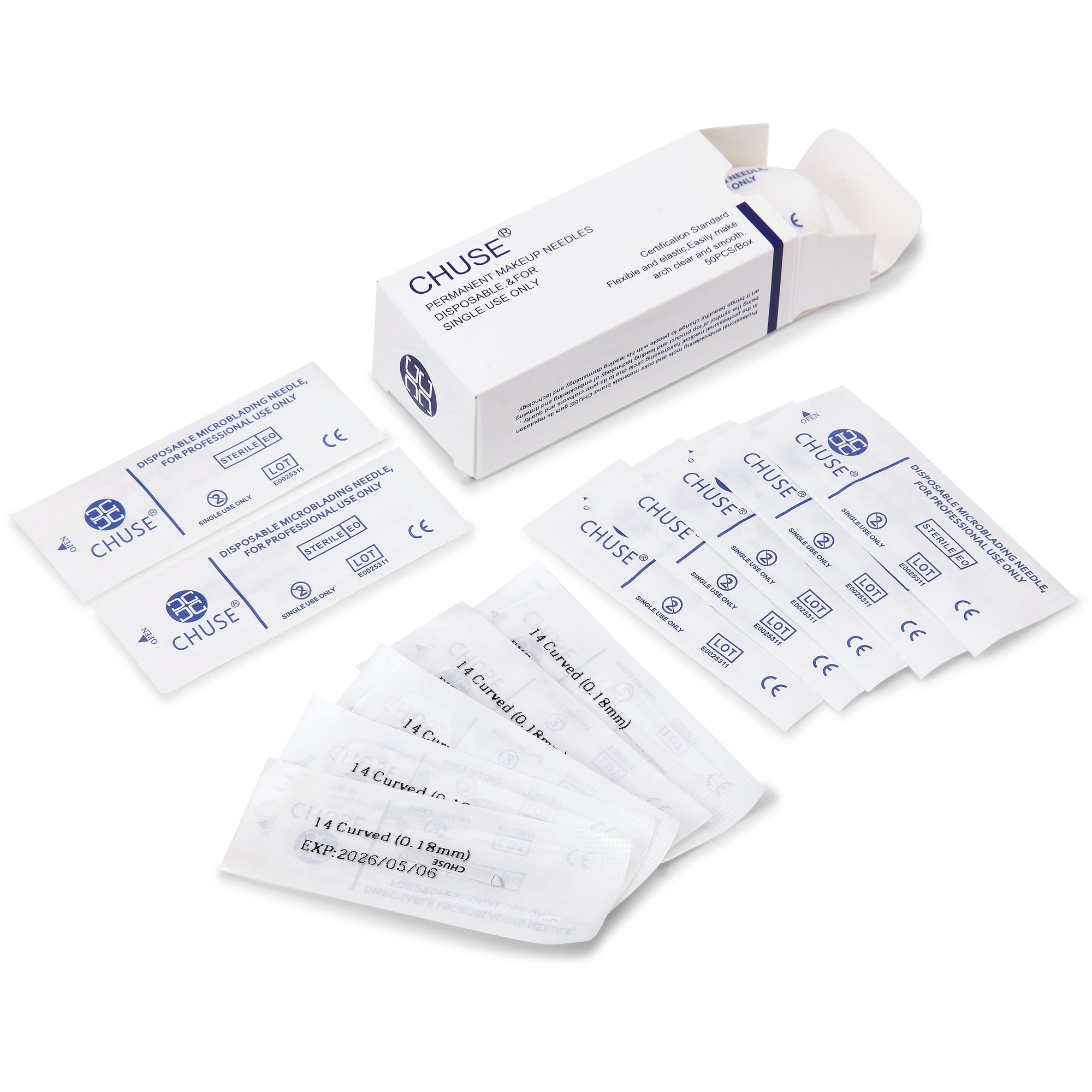 CHUSE 0.18mm 14 Curved Mircoblading Needles (50Pcs)