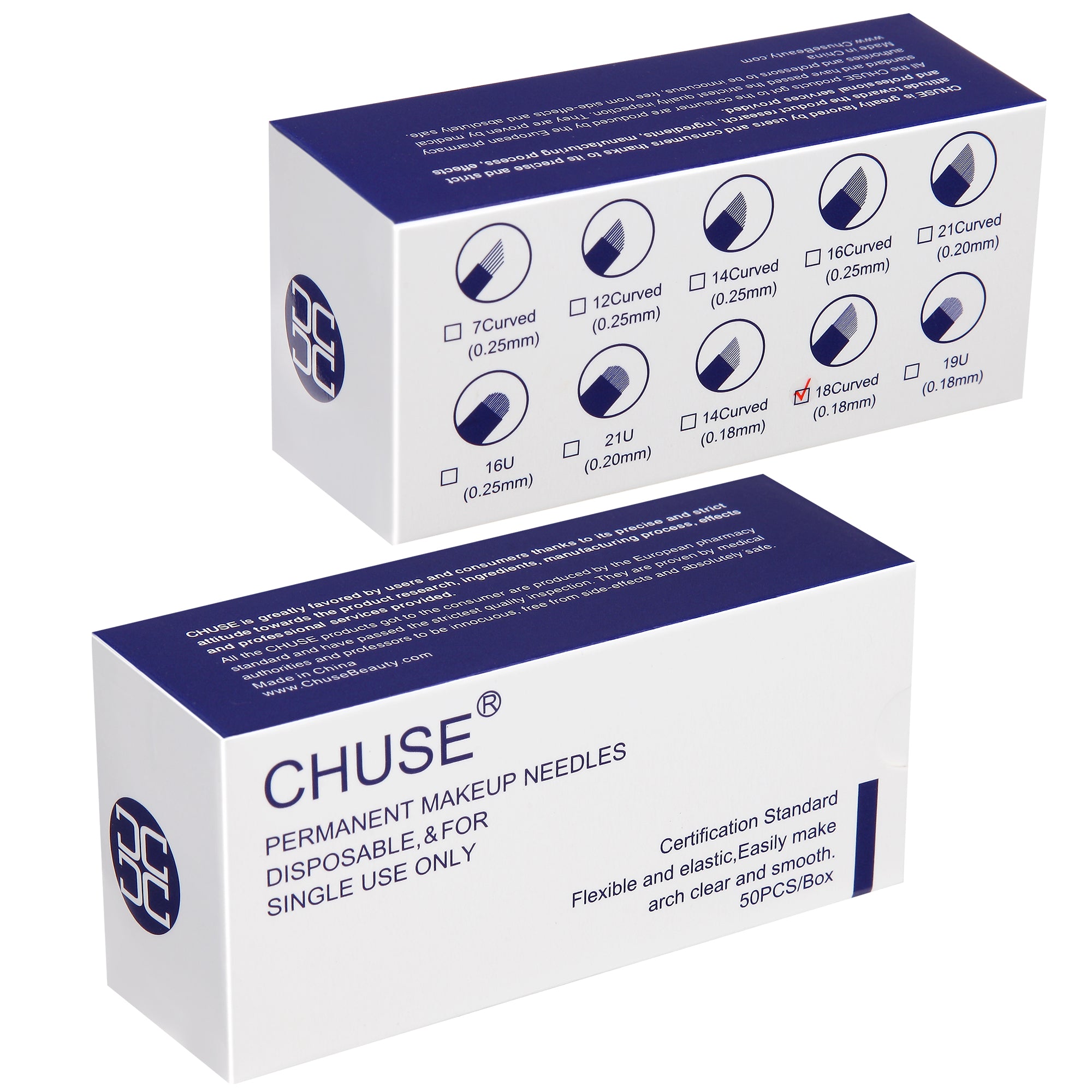 CHUSE 0.18mm 18 Curved Mircoblading Needles (50Pcs)