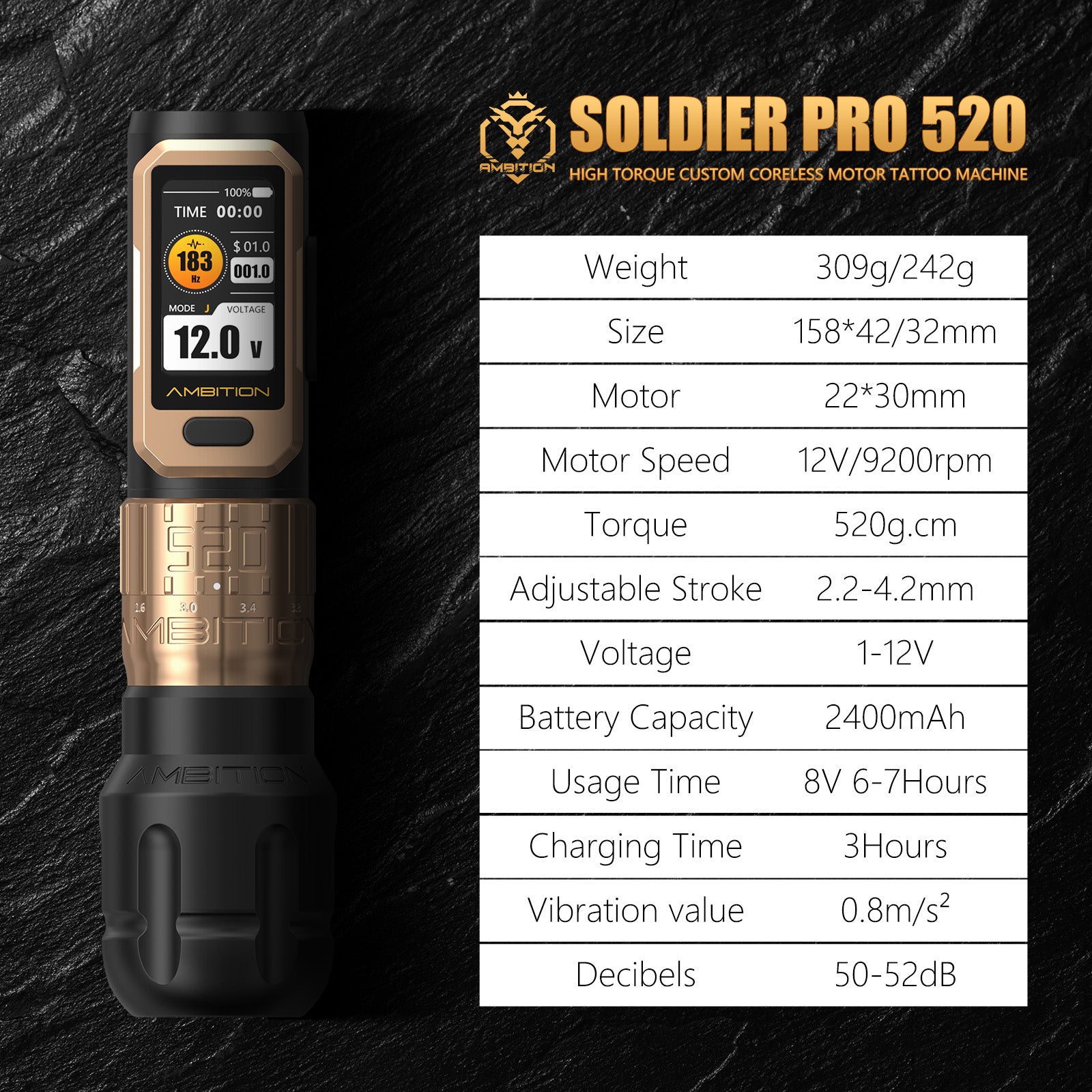 Ambition Soldier Pro 520 Wireless Tattoo PMU Machine