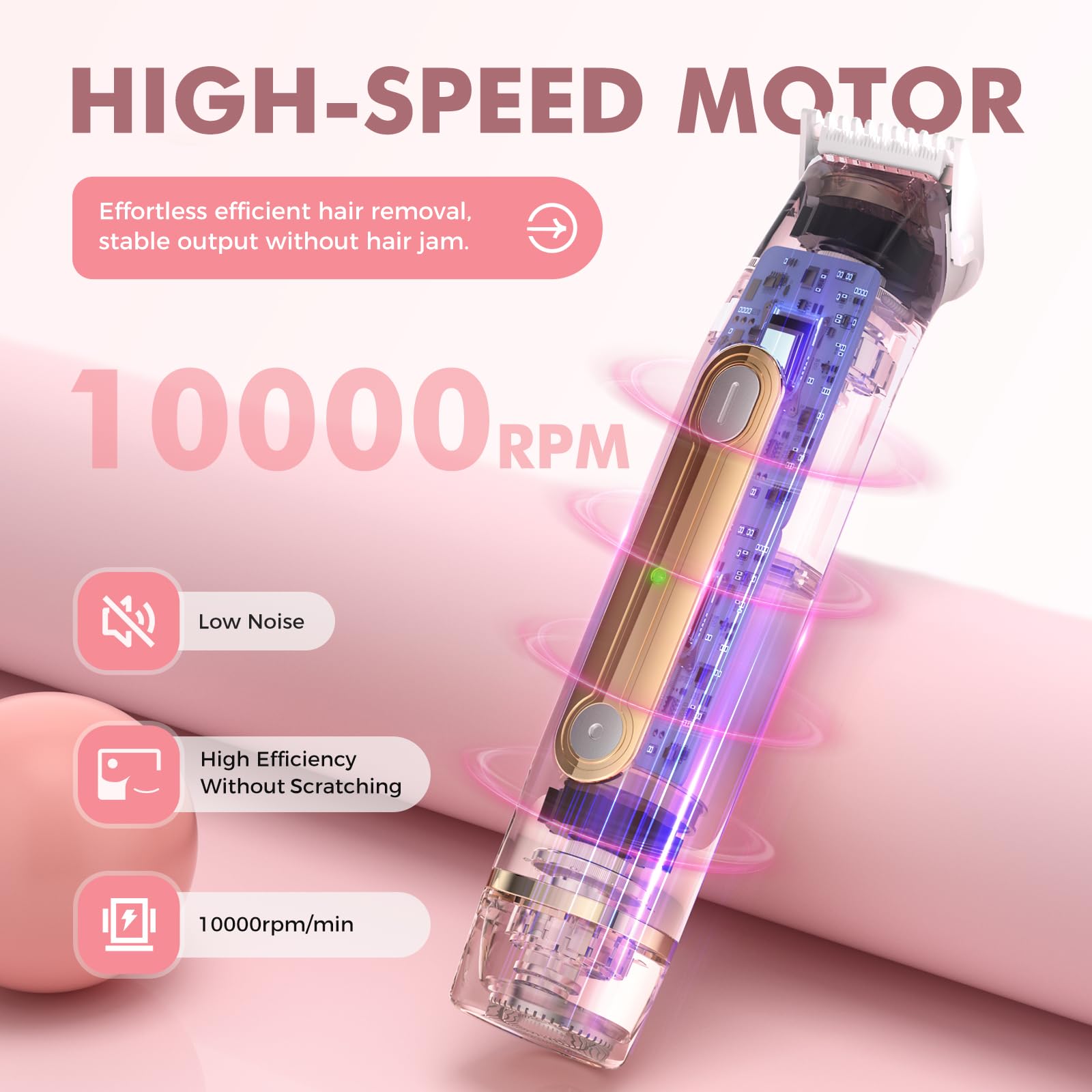 Bikini Trimmer for Women 2-in-1 Painless Electric Razor for Body and Pubic Hair, IPX7 Waterproof Shaver with Dual Heads - Rechargeable Lady Trimmer for Bikini, Underarm, and Leg