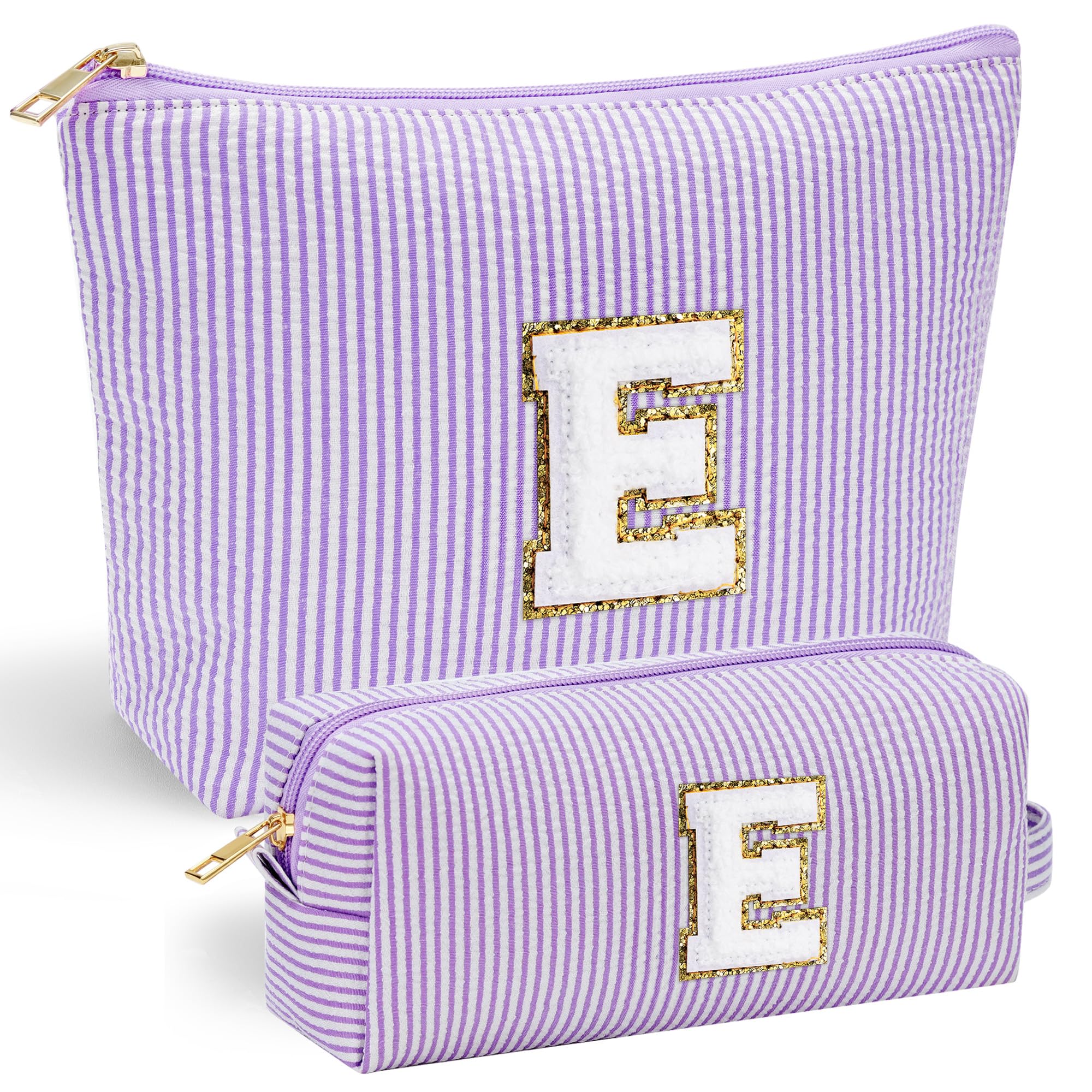 Personalized Initial Makeup Bag for Women | Cosmetic Travel Toiletry Bag | Preppy Stuff Teen Girl Gift Trendy Stuff