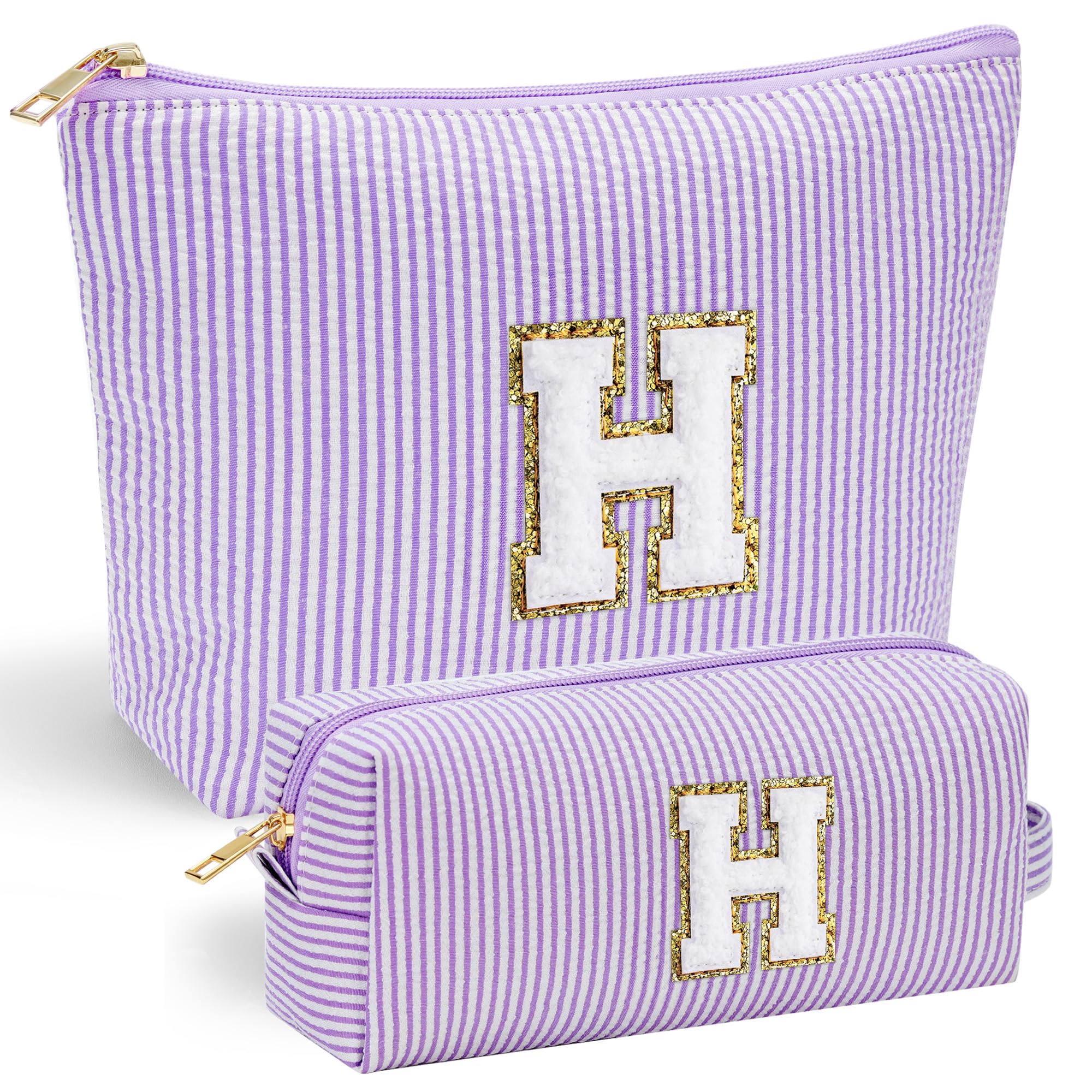 Personalized Initial Makeup Bag for Women | Cosmetic Travel Toiletry Bag | Preppy Stuff Teen Girl Gift Trendy Stuff