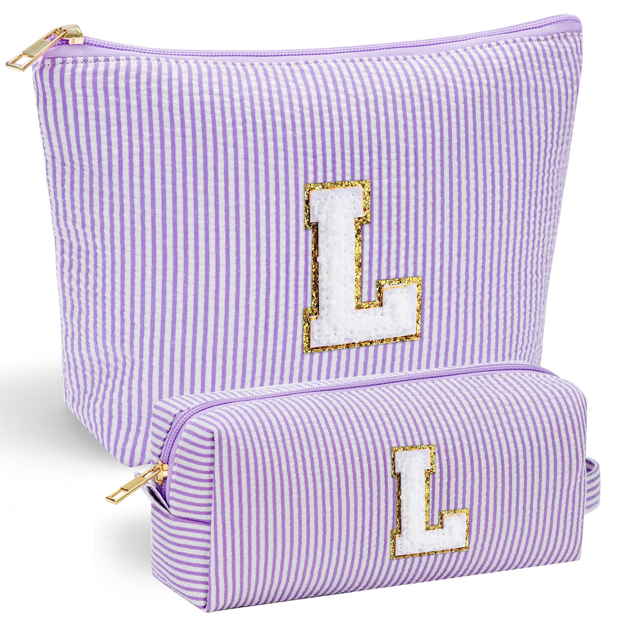 Personalized Initial Makeup Bag for Women | Cosmetic Travel Toiletry Bag | Preppy Stuff Teen Girl Gift Trendy Stuff