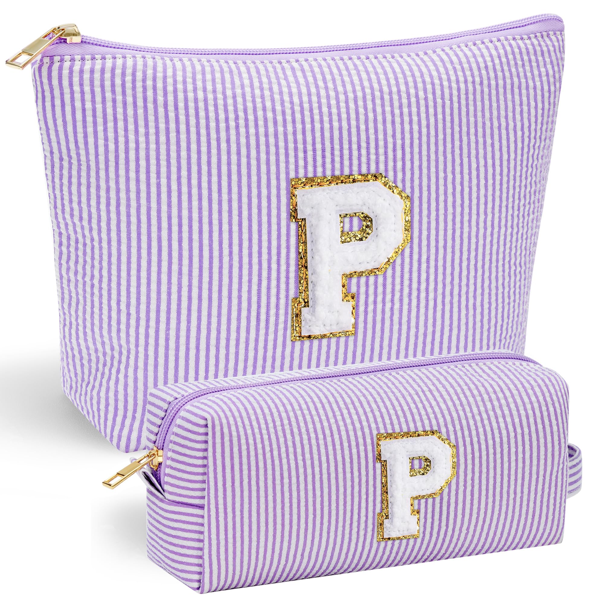 Personalized Initial Makeup Bag for Women | Cosmetic Travel Toiletry Bag | Preppy Stuff Teen Girl Gift Trendy Stuff