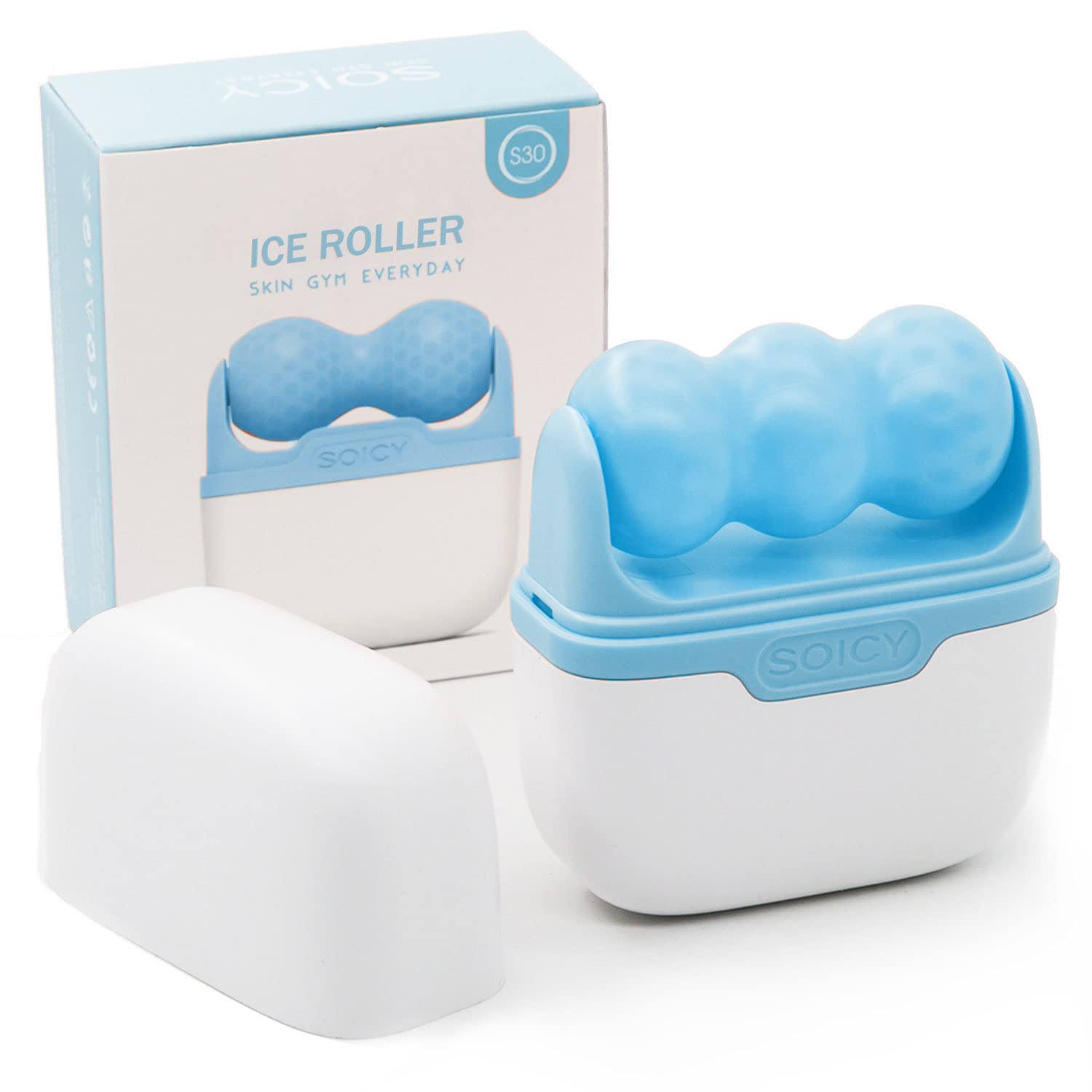 Ice Roller for Face and Eyes - Facial Skin Care Tools with 2 in 1 Face Roller and Travel Case, Self Care Gift for Men Women