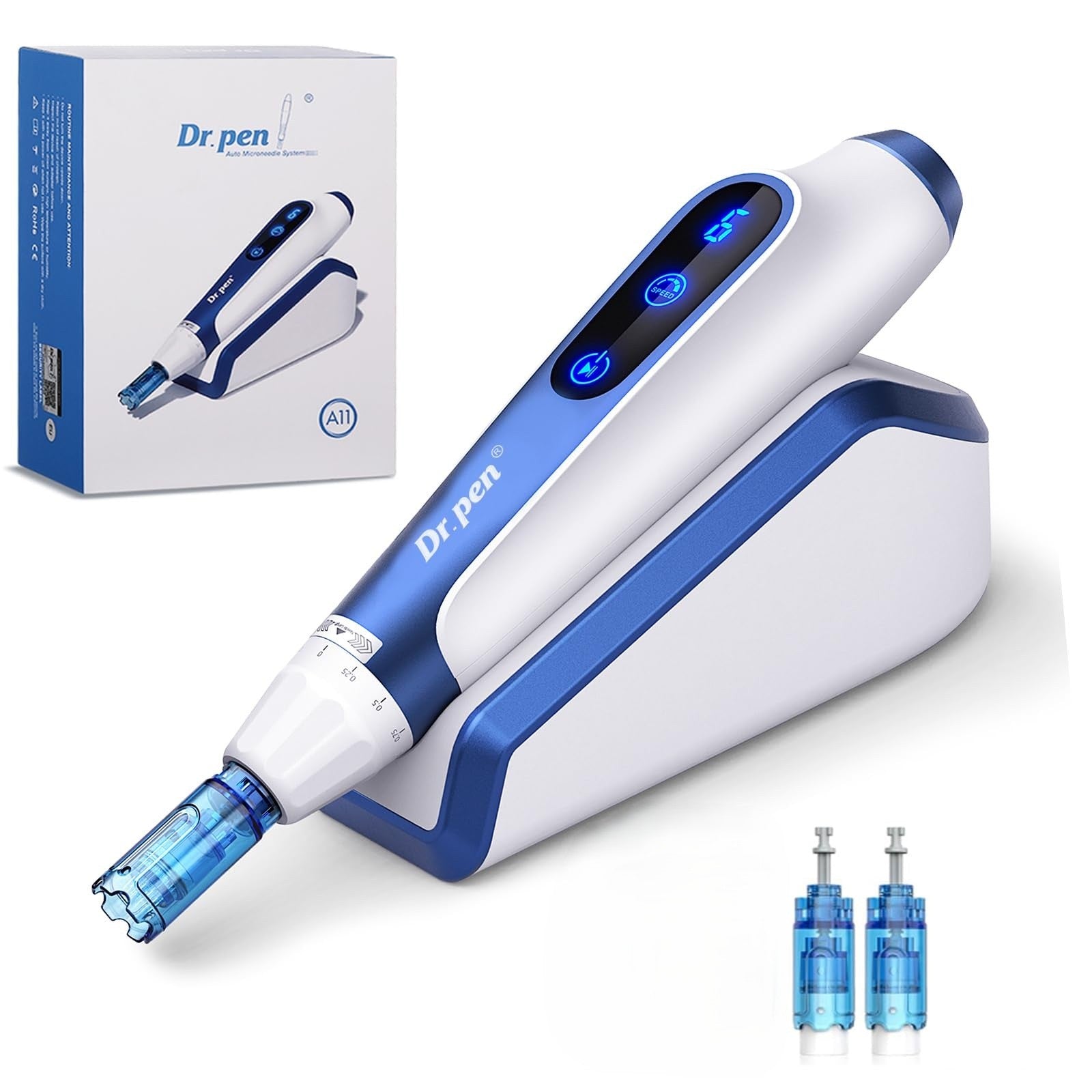 Dr. Pen Ultima A11 Microneedling Pen - Effective Against Wrinkles Intelligent Sensor Base, Comfortable Wireless Design, Ideal for Beauty Salons & Home