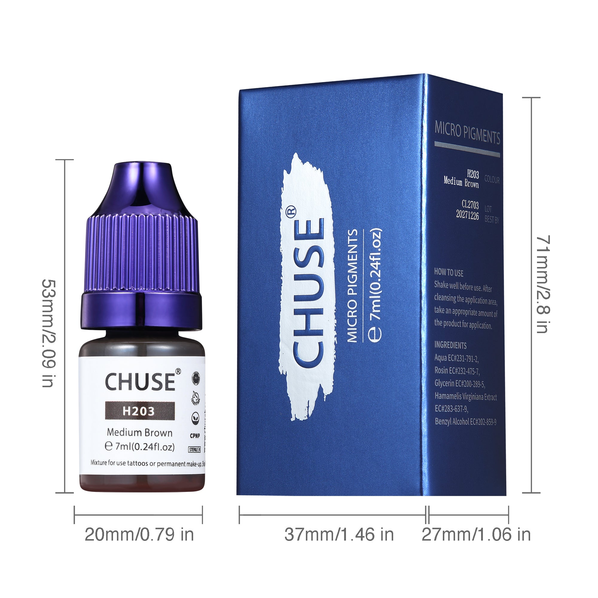 CHUSE PMU Hybrid Flüssige Augenbrauenpigmente 0,24 oz/7ml (H203 Mittelbraun)