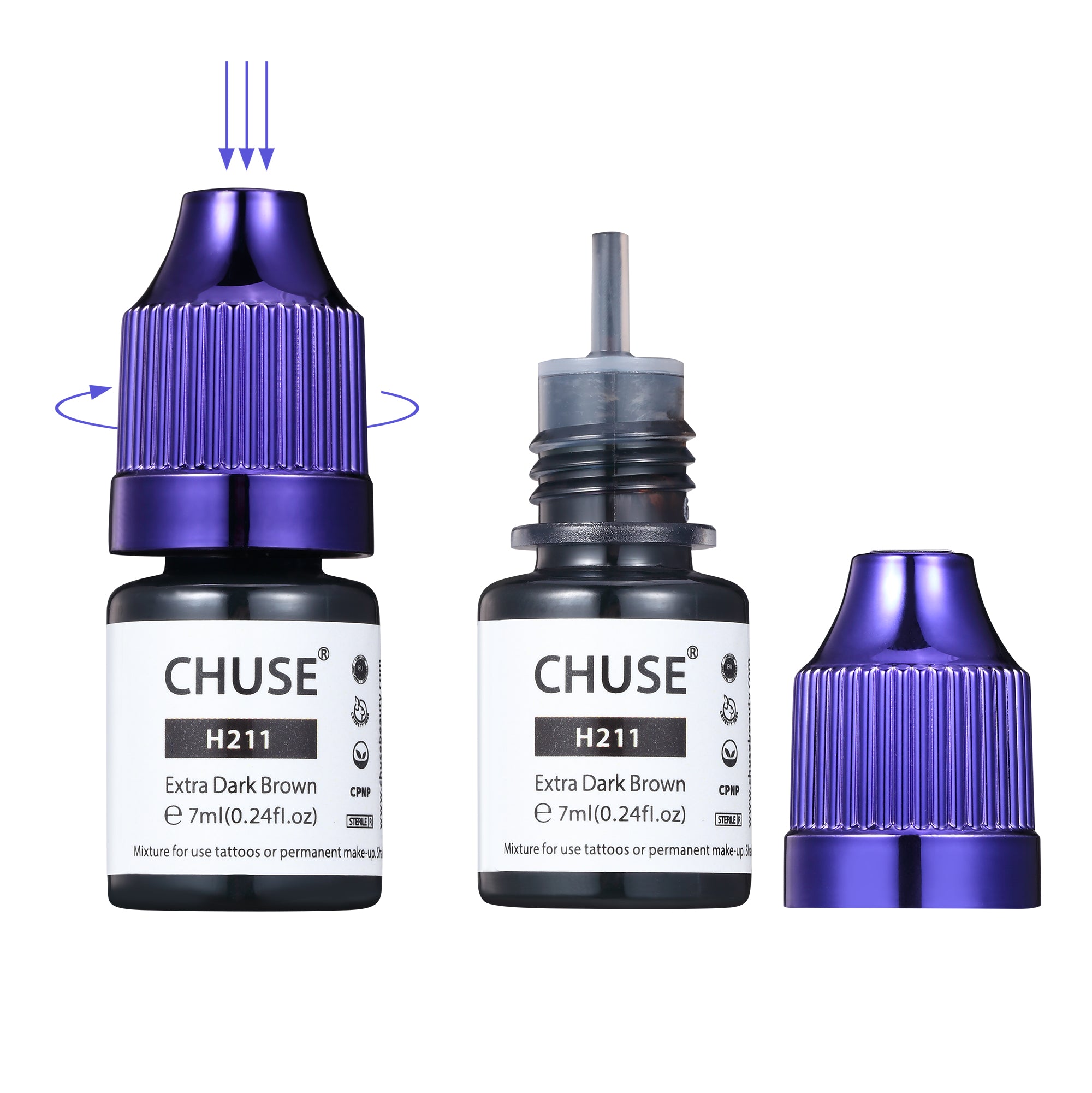CHUSE PMU Hybrid Liquid Eyebrow Pigments 0.24oz/7ml (H211 Extra Dark Brown)