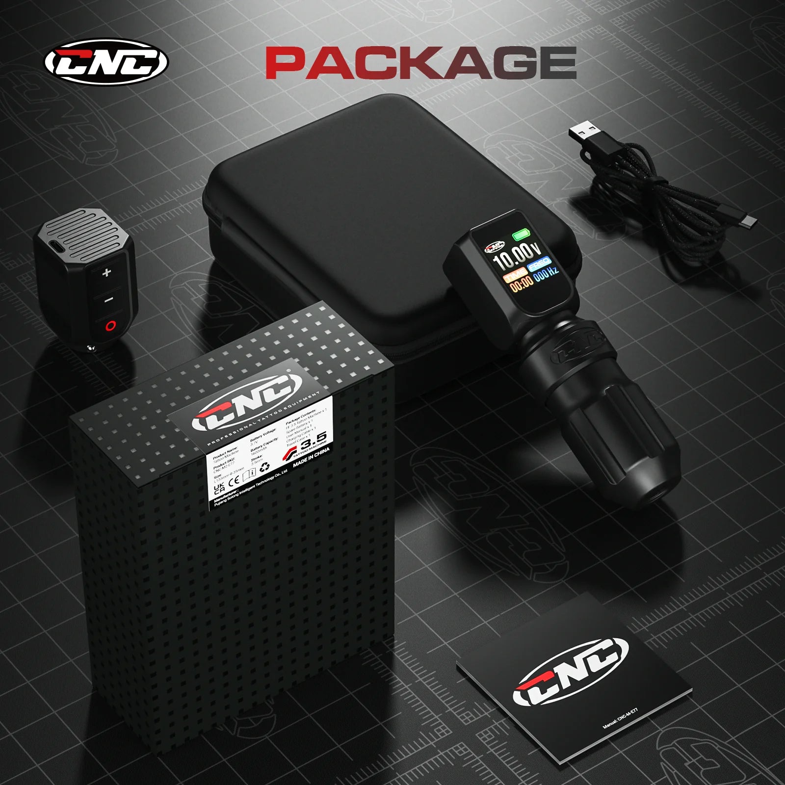 CNC Wireless Tattoo Machine, Rotary Pen with 1600mAh Dual Batteries Power Supply Tattoo Gun LED Display 4.0 Stroke Coreless Motor for Tattoo Professionals and Beginners