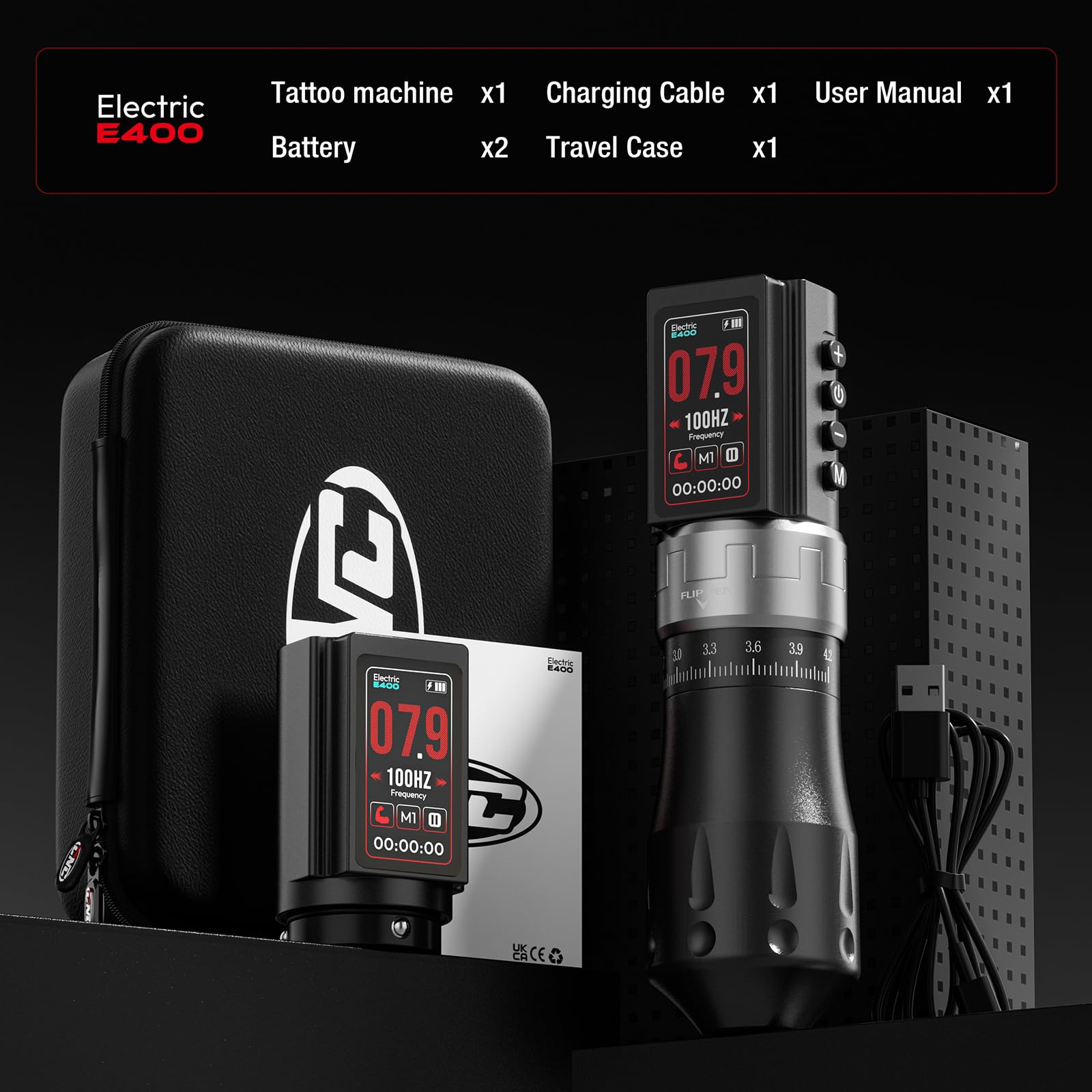 CNC Wireless Tattoo Machine with 1800mAh Dual Batteries Adjustable 7 Strokes 2.4-4.2mm Rotary Pen LED Display Brushless Motor Tattoo Gun for Tattoo Artists Supply