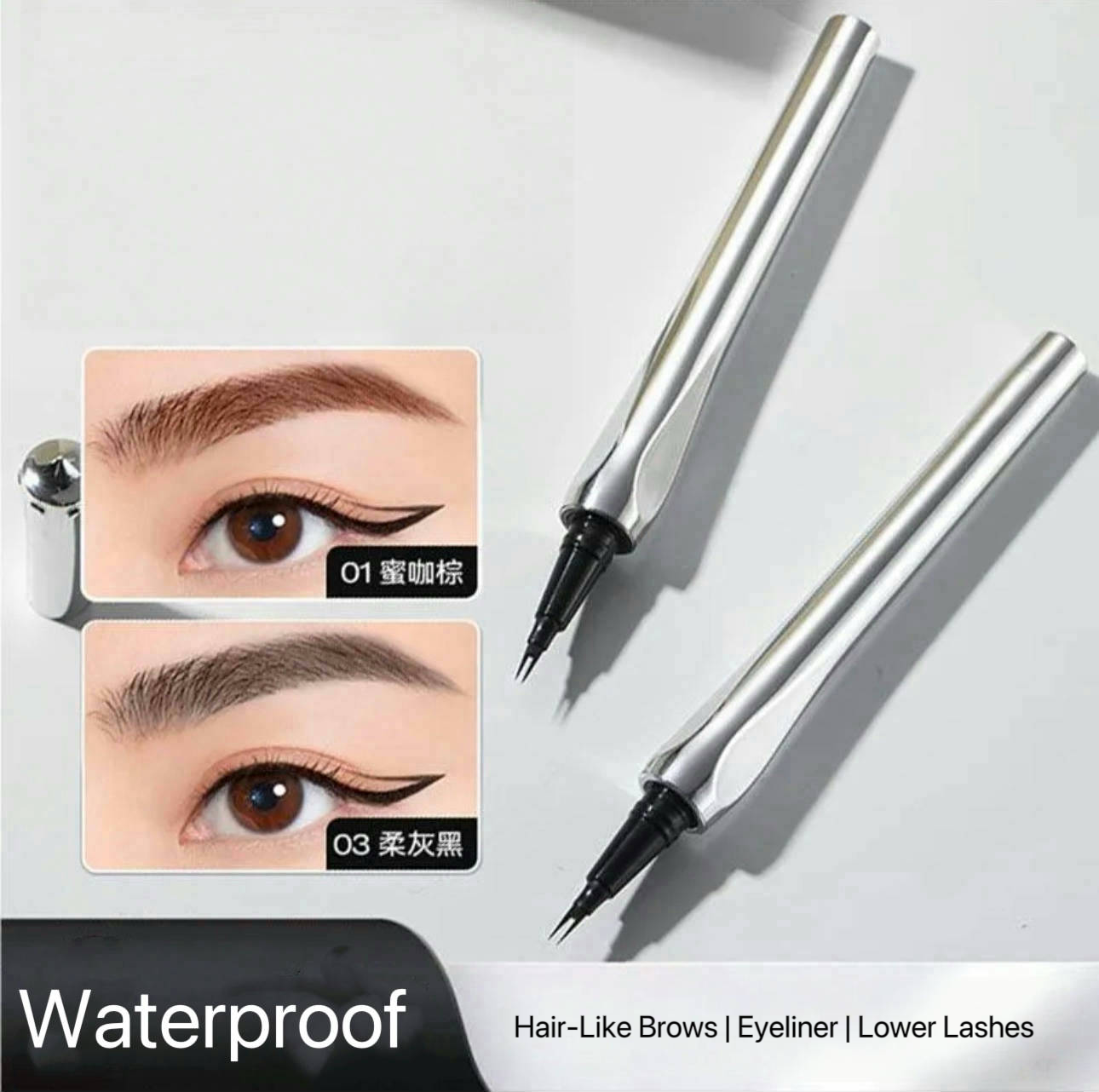 Dual-tip eyebrow pencil – waterproof, smudge-proof, natural 3D wild brow look (2Pcs)