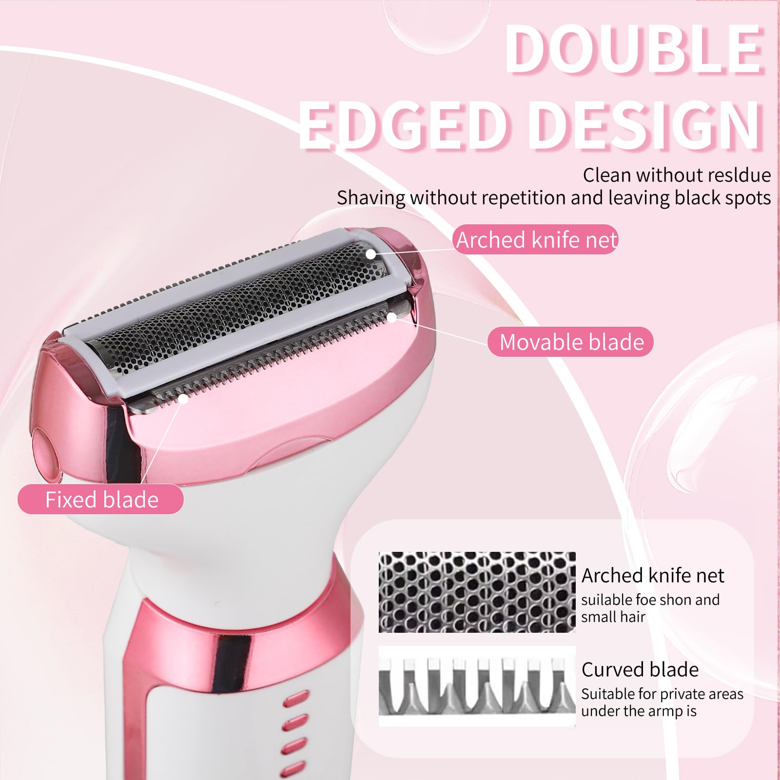 Electric Razor for Women Men,4 in 1 Ladies Wet & Dry Body Razors and Facial Hair Remover, Rechargeable LED Display Hair Removal Kit for Nose Face Body Bikini Hair