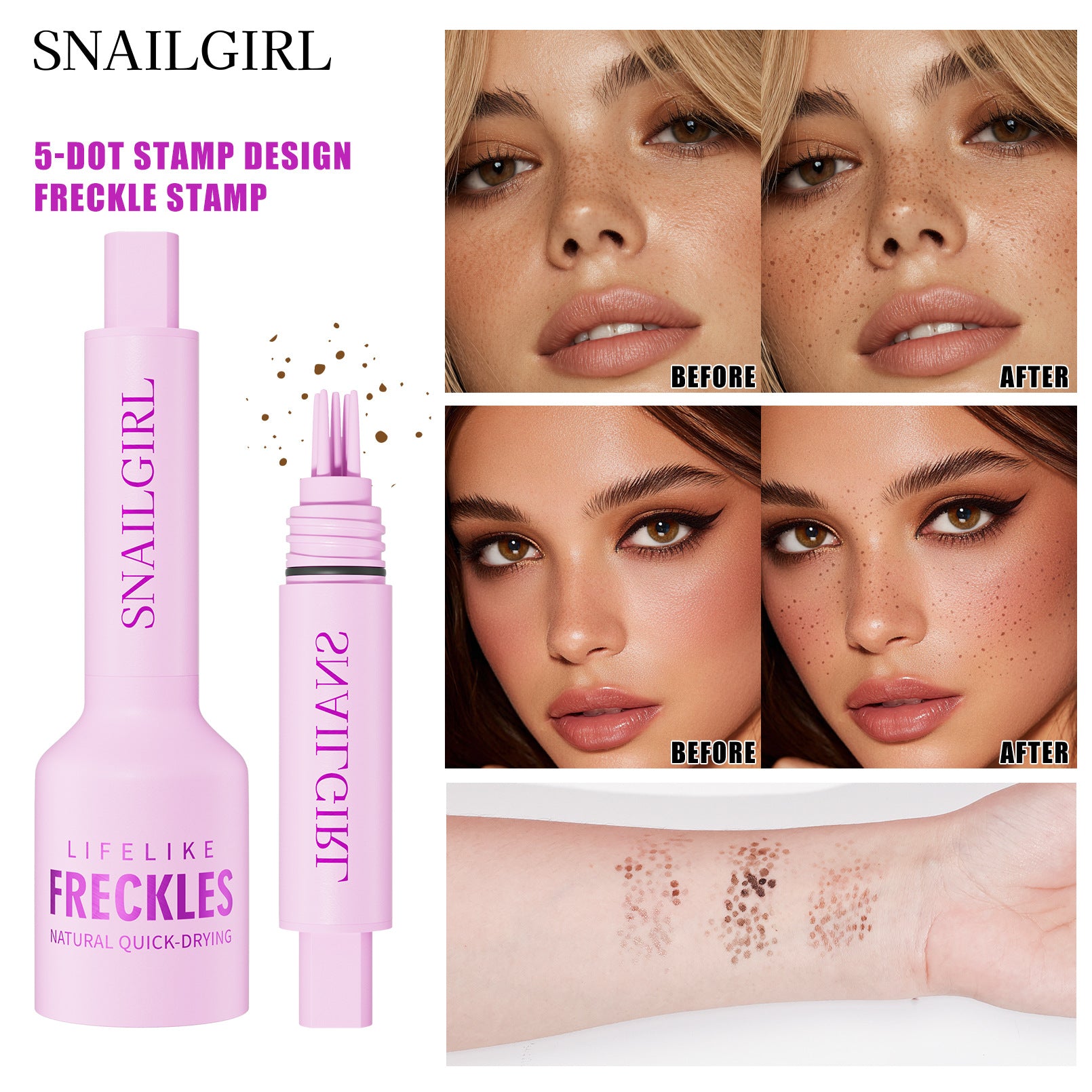 Freckle Stamp – No Makeup Experience Needed, Easily Create Real And Natural Freckles In Seconds, Long-Lasting, Waterproof, All-Day Wear | Gentle Skin-Friendly Formula For Sensitive Skin