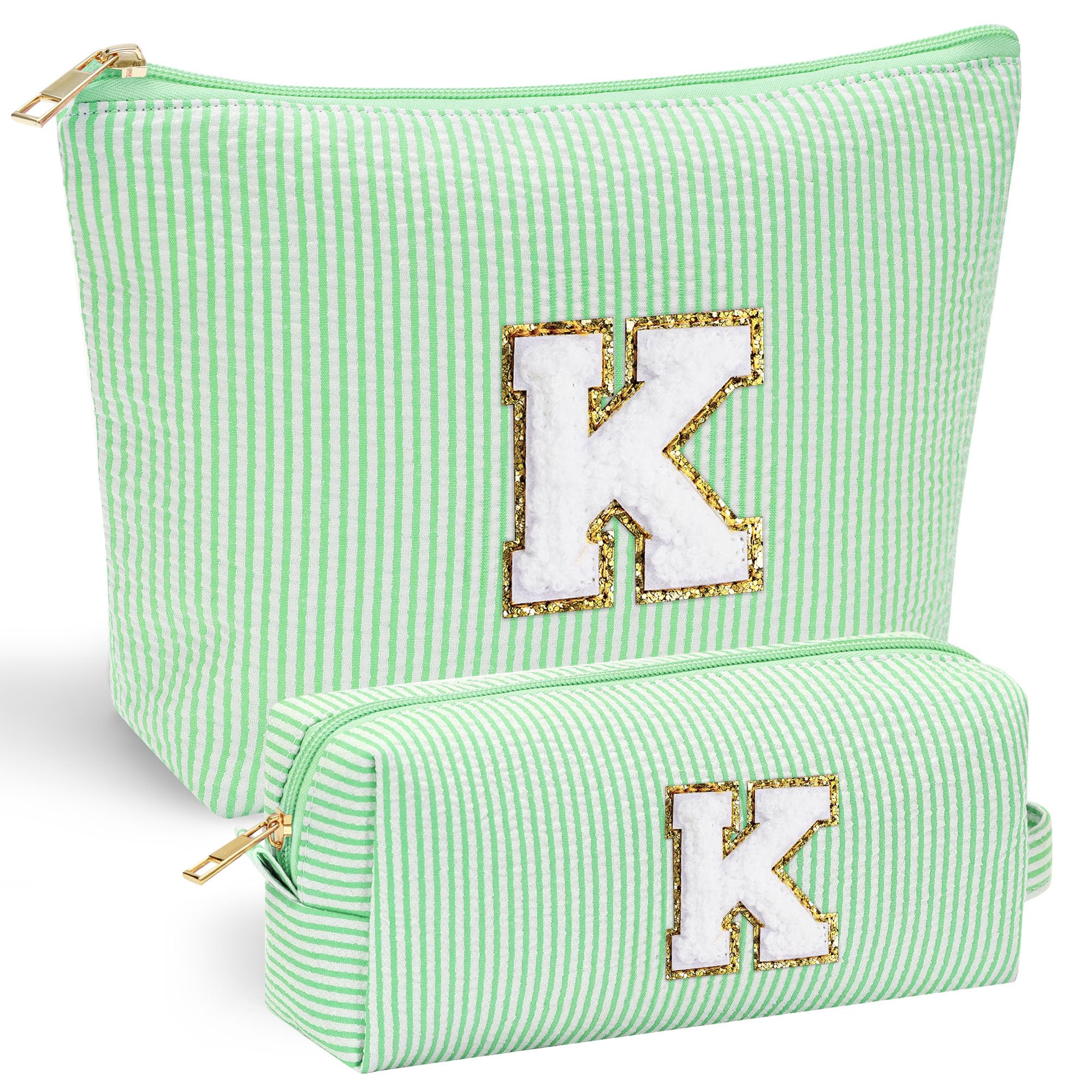 Personalized Initial Makeup Bag for Women | Cosmetic Travel Toiletry Bag | Preppy Stuff Teen Girl Gift Trendy Stuff