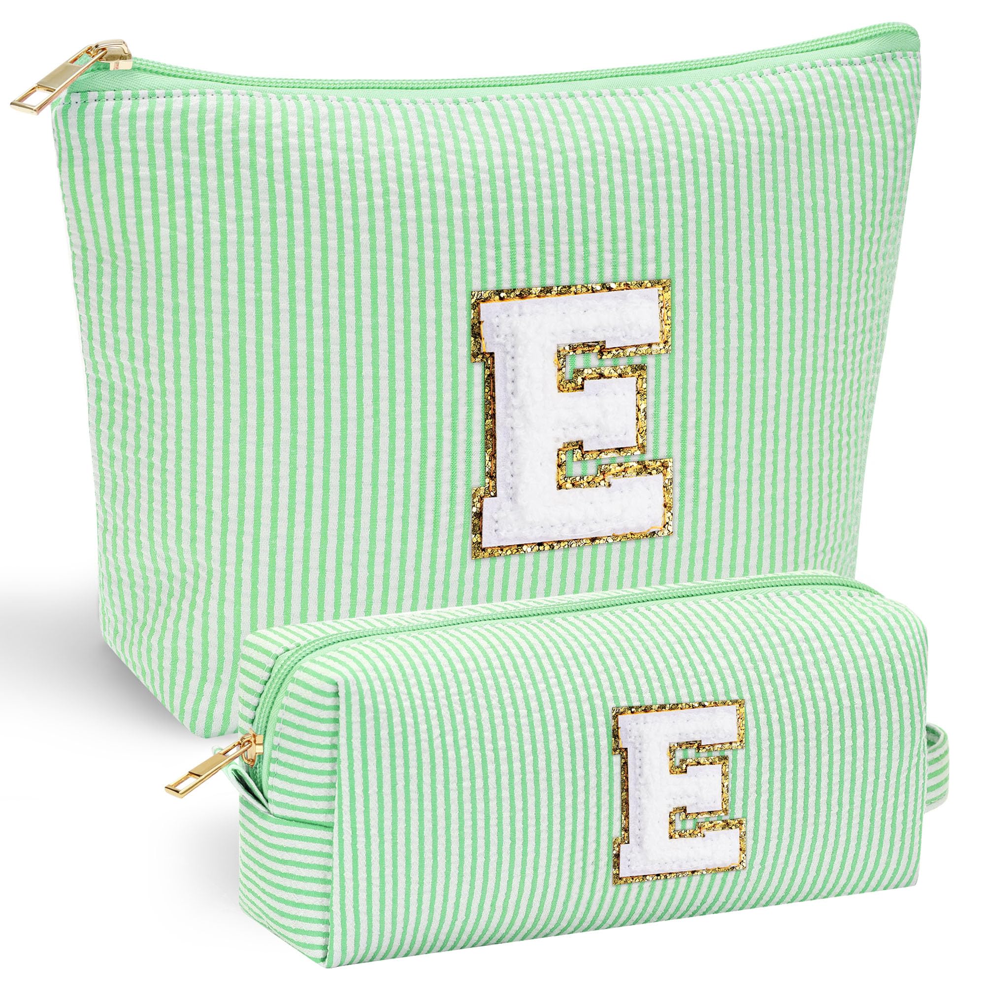 Personalized Initial Makeup Bag for Women | Cosmetic Travel Toiletry Bag | Preppy Stuff Teen Girl Gift Trendy Stuff