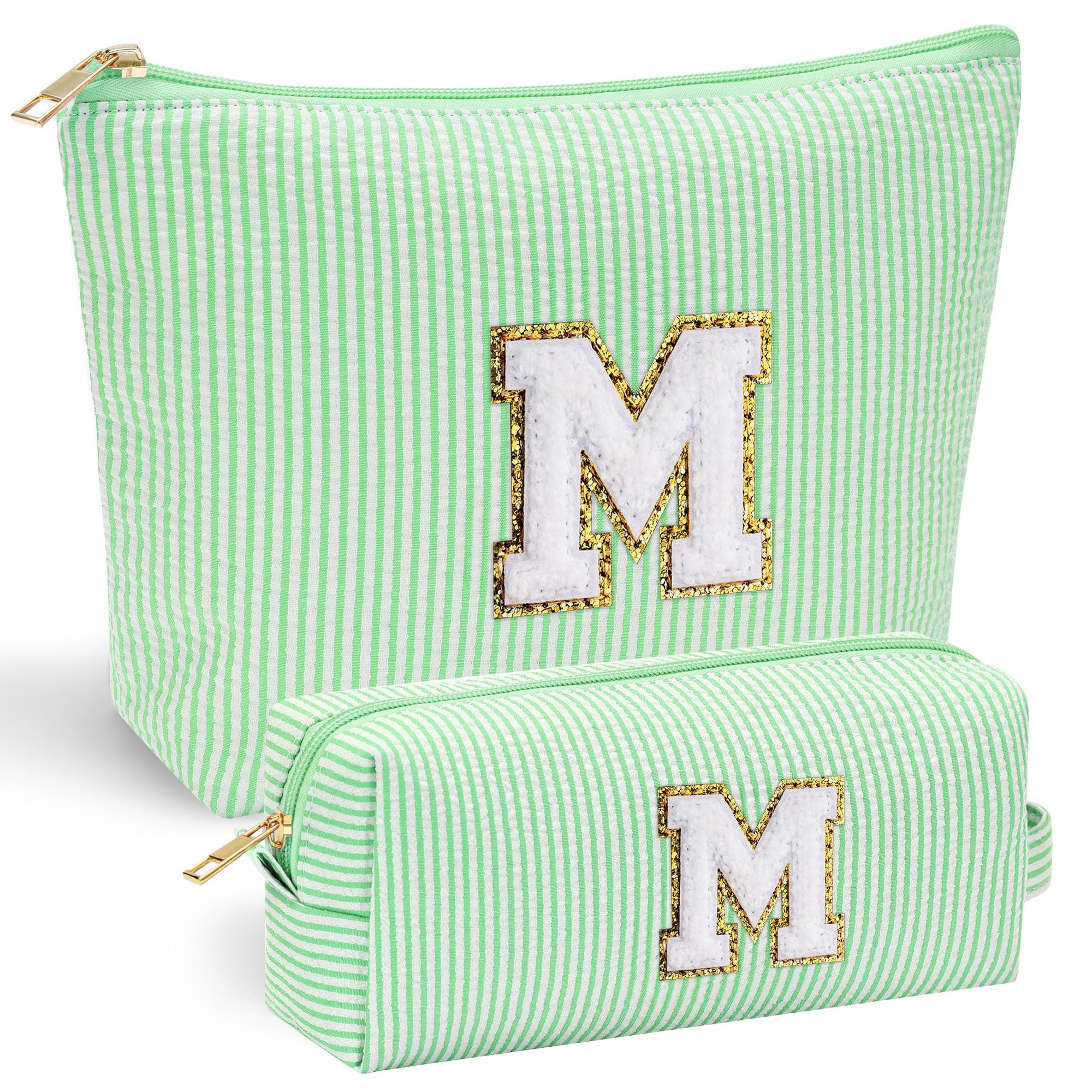 Personalized Initial Makeup Bag for Women | Cosmetic Travel Toiletry Bag | Preppy Stuff Teen Girl Gift Trendy Stuff