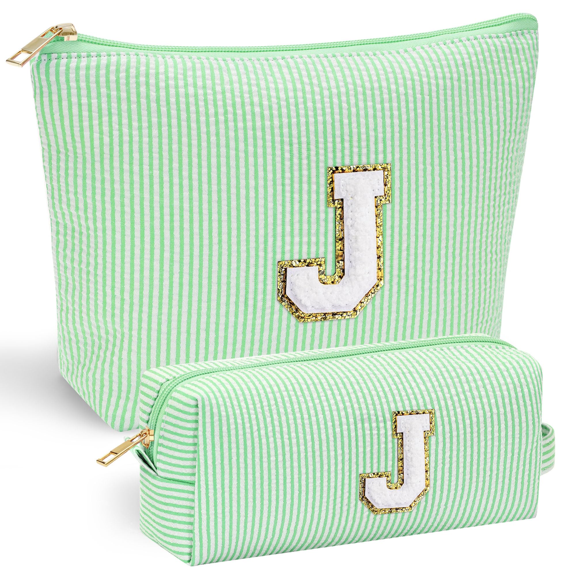 Personalized Initial Makeup Bag for Women | Cosmetic Travel Toiletry Bag | Preppy Stuff Teen Girl Gift Trendy Stuff