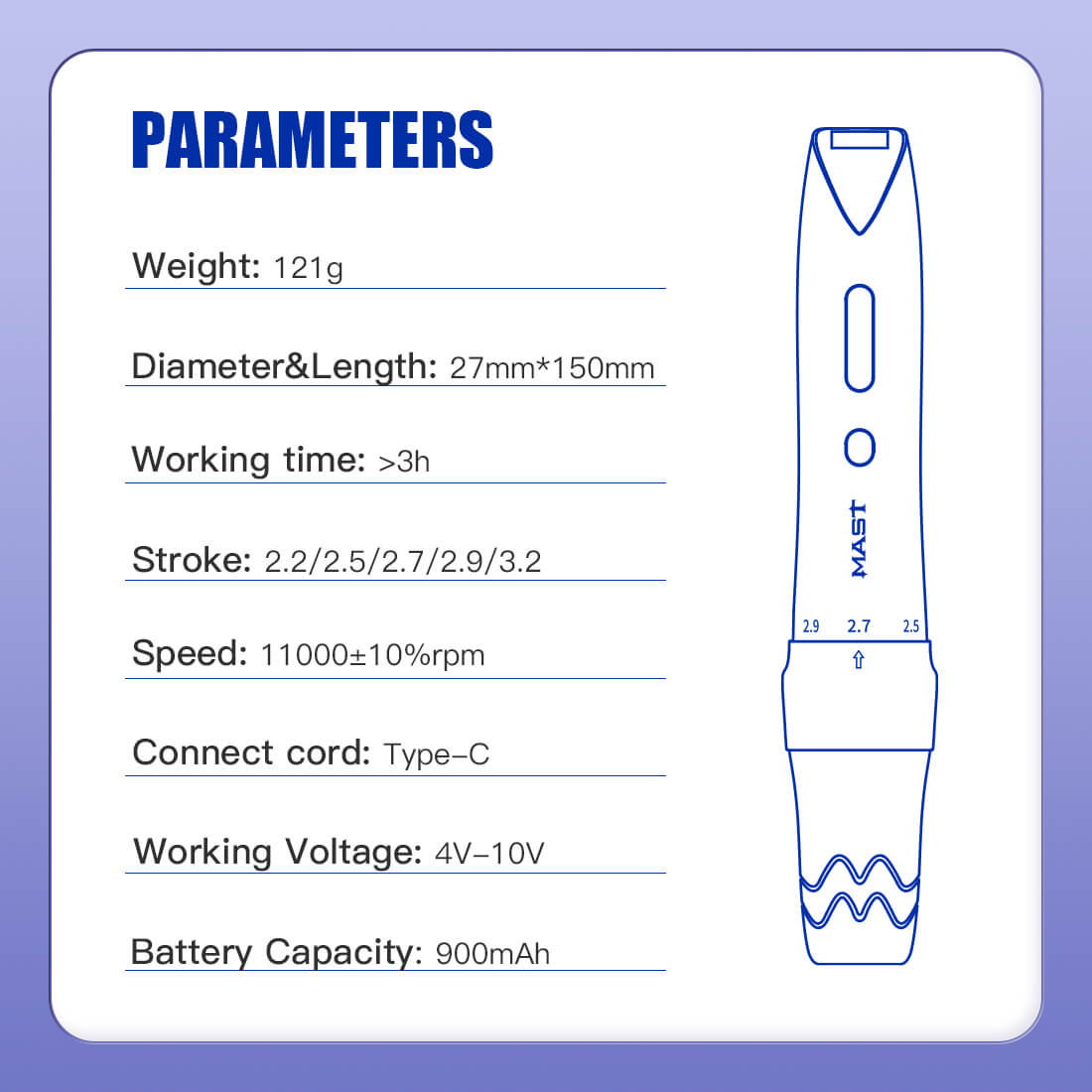 Mast P60 Wireless Tattoo PMU Machine