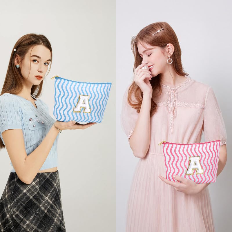 Initial Makeup Bag - Teen Girl Gifts Cute Make Up Case Personalized Gifts Toiletry Bags Large Cosmetic Travel Bag Daughter Mom Gift Birthday Gifts for Women