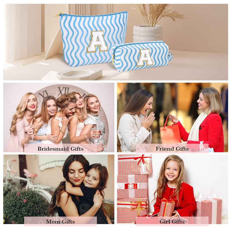 Initial Makeup Bag - Teen Girl Gifts Cute Make Up Case Personalized Gifts Toiletry Bags Large Cosmetic Travel Bag Daughter Mom Gift Birthday Gifts for Women