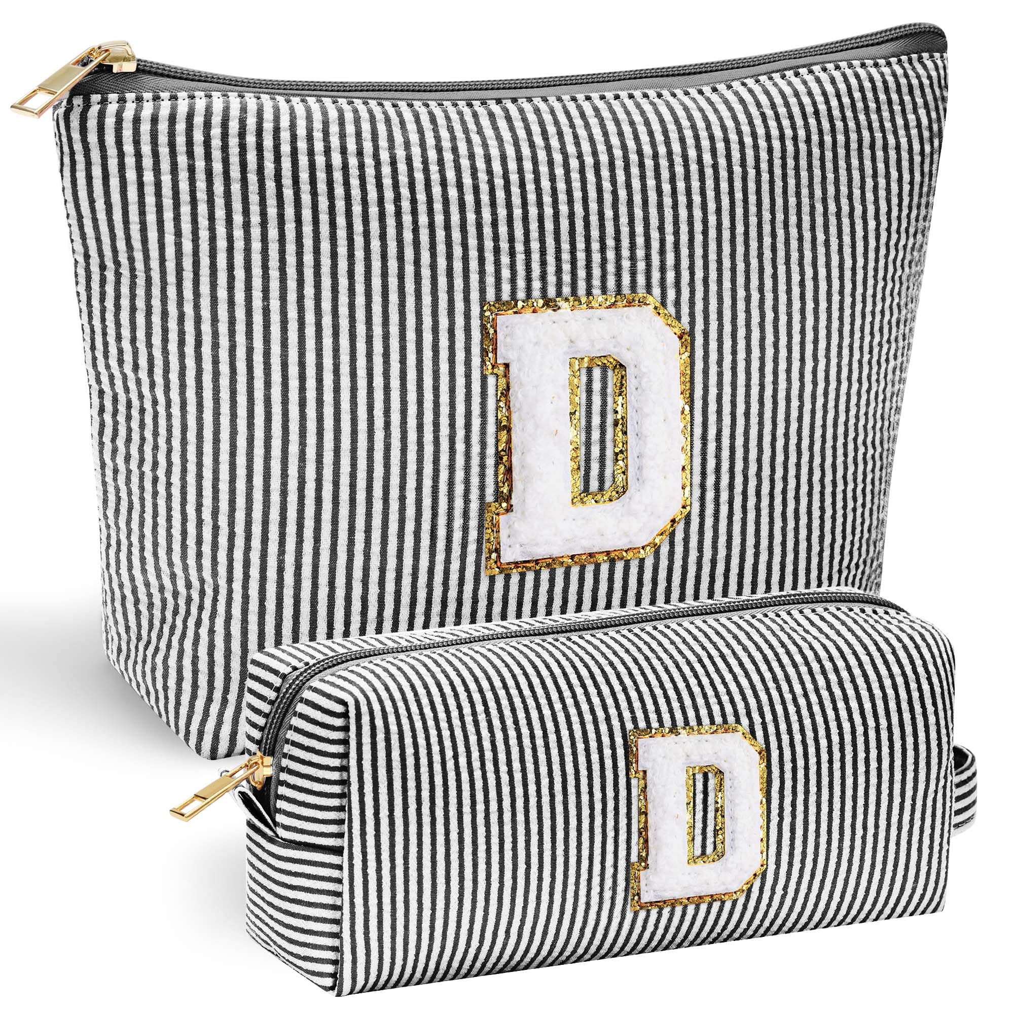 Personalized Initial Makeup Bag for Women | Cosmetic Travel Toiletry Bag | Preppy Stuff Teen Girl Gift Trendy Stuff