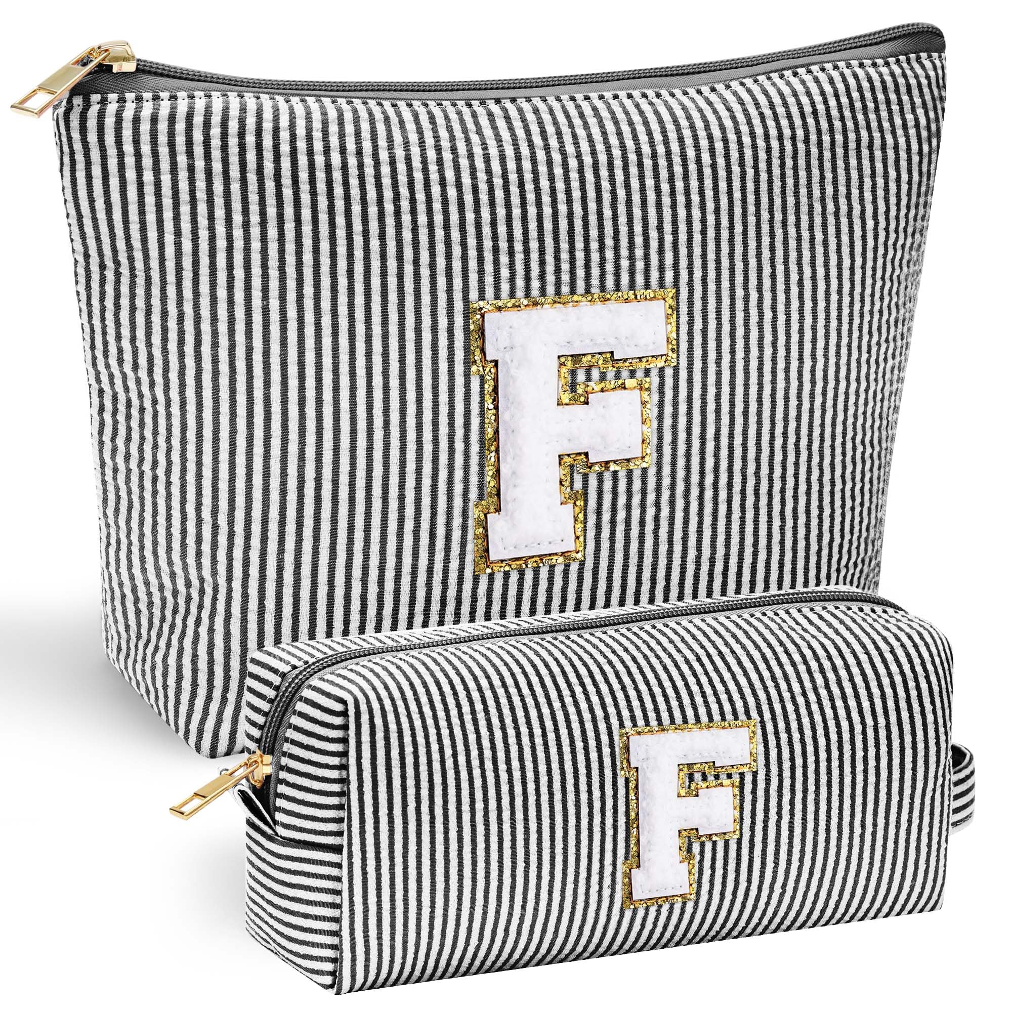 Personalized Initial Makeup Bag for Women | Cosmetic Travel Toiletry Bag | Preppy Stuff Teen Girl Gift Trendy Stuff