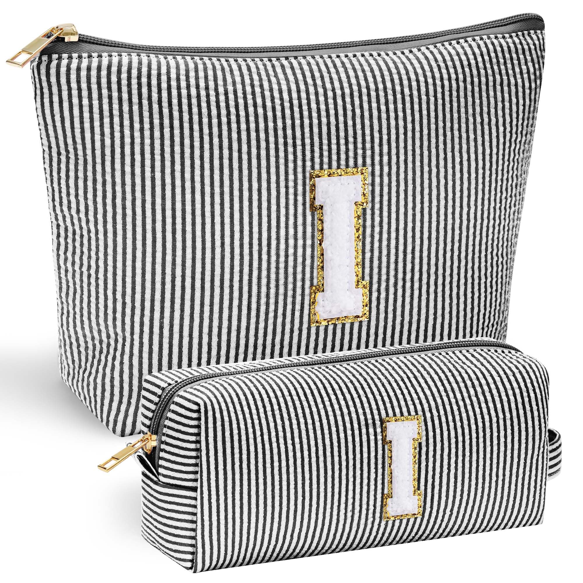 Personalized Initial Makeup Bag for Women | Cosmetic Travel Toiletry Bag | Preppy Stuff Teen Girl Gift Trendy Stuff