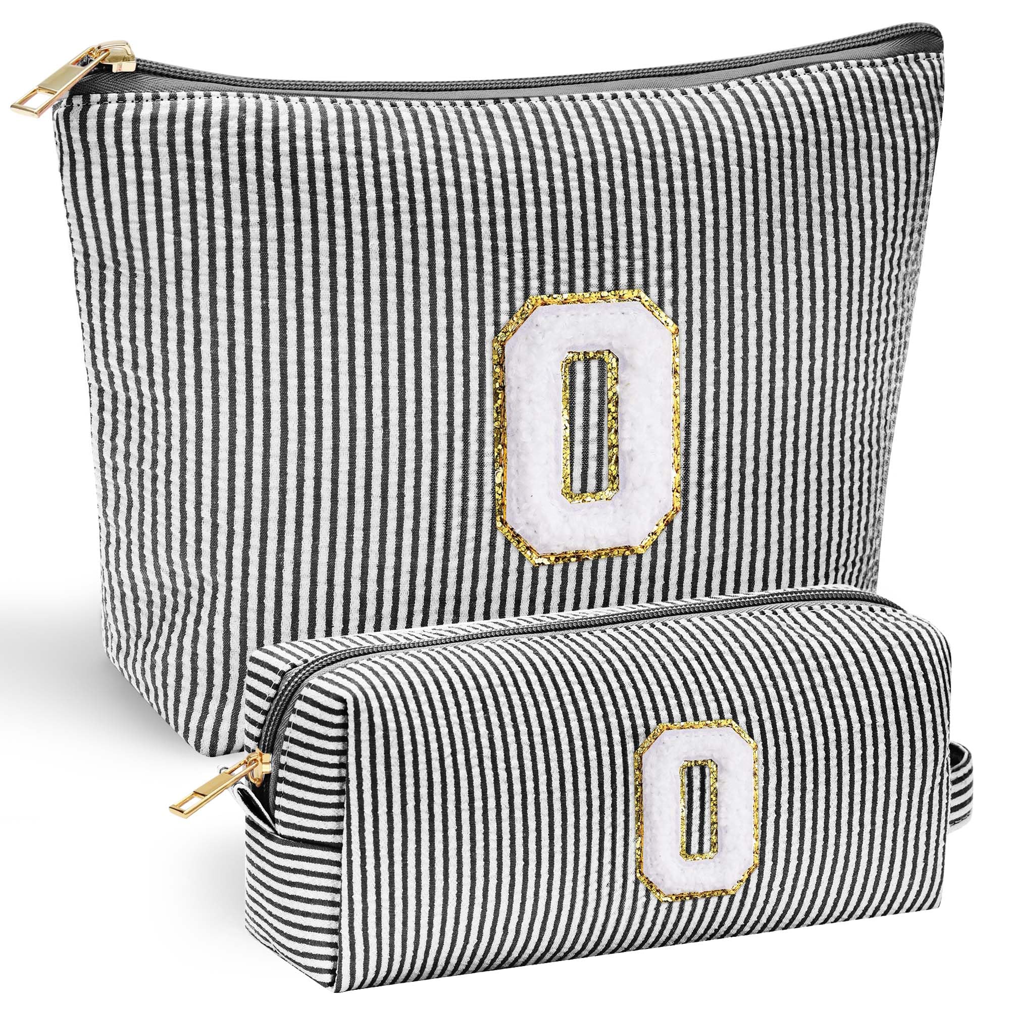 Personalized Initial Makeup Bag for Women | Cosmetic Travel Toiletry Bag | Preppy Stuff Teen Girl Gift Trendy Stuff