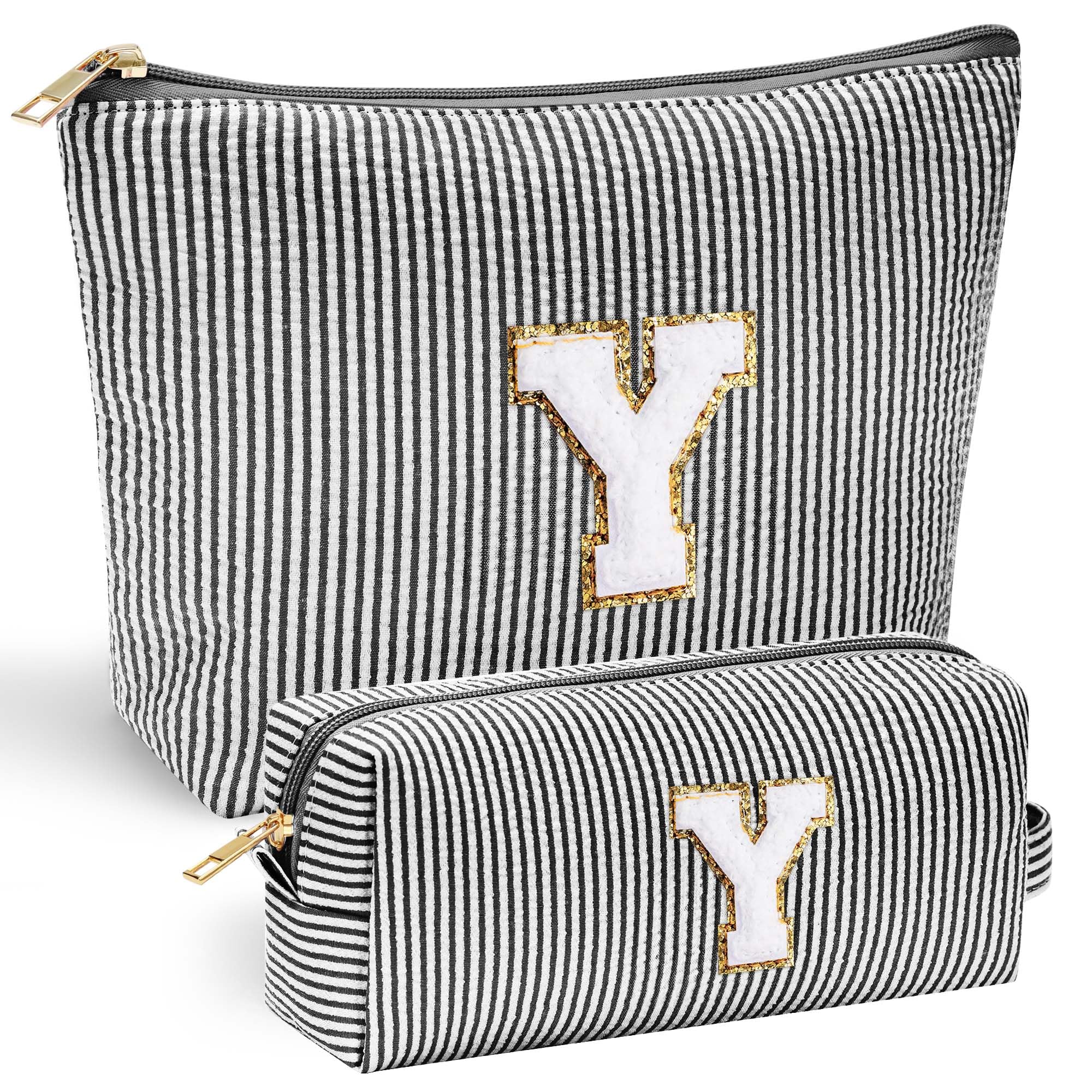 Personalized Initial Makeup Bag for Women | Cosmetic Travel Toiletry Bag | Preppy Stuff Teen Girl Gift Trendy Stuff