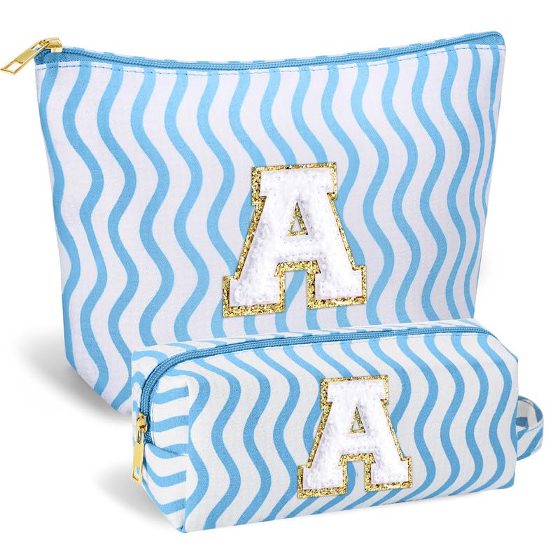 Initial Makeup Bag - Teen Girl Gifts Cute Make Up Case Personalized Gifts Toiletry Bags Large Cosmetic Travel Bag Daughter Mom Gift Birthday Gifts for Women