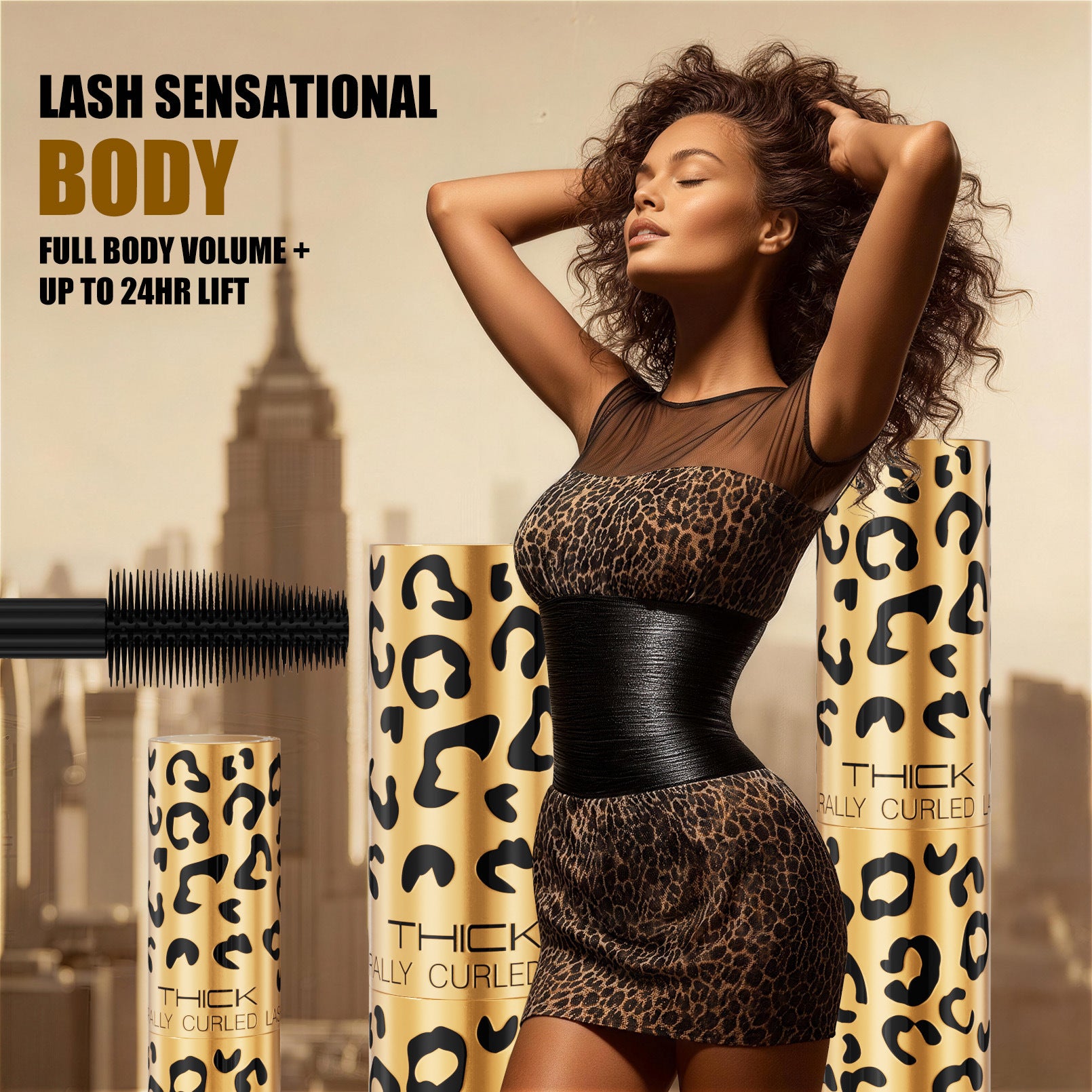 Leopard Print Mascara – Lengthening & Volumizing Mascara, Waterproof Smudge-Proof Curling Mascara, Natural Long Lash Mascara with Unique Leopard Design