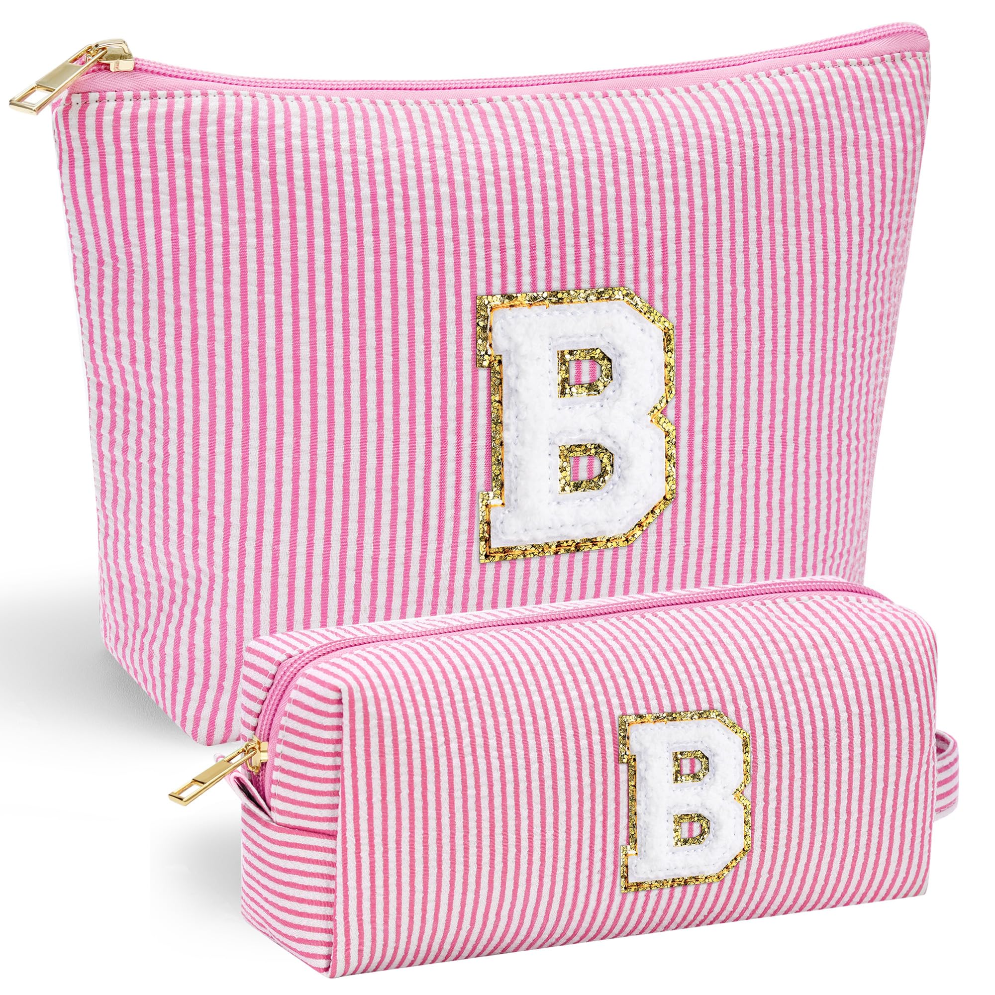 Personalized Initial Makeup Bag for Women | Cosmetic Travel Toiletry Bag | Preppy Stuff Teen Girl Gift Trendy Stuff