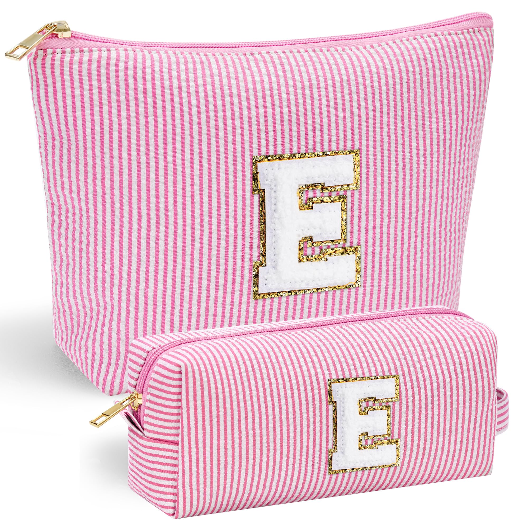 Personalized Initial Makeup Bag for Women | Cosmetic Travel Toiletry Bag | Preppy Stuff Teen Girl Gift Trendy Stuff