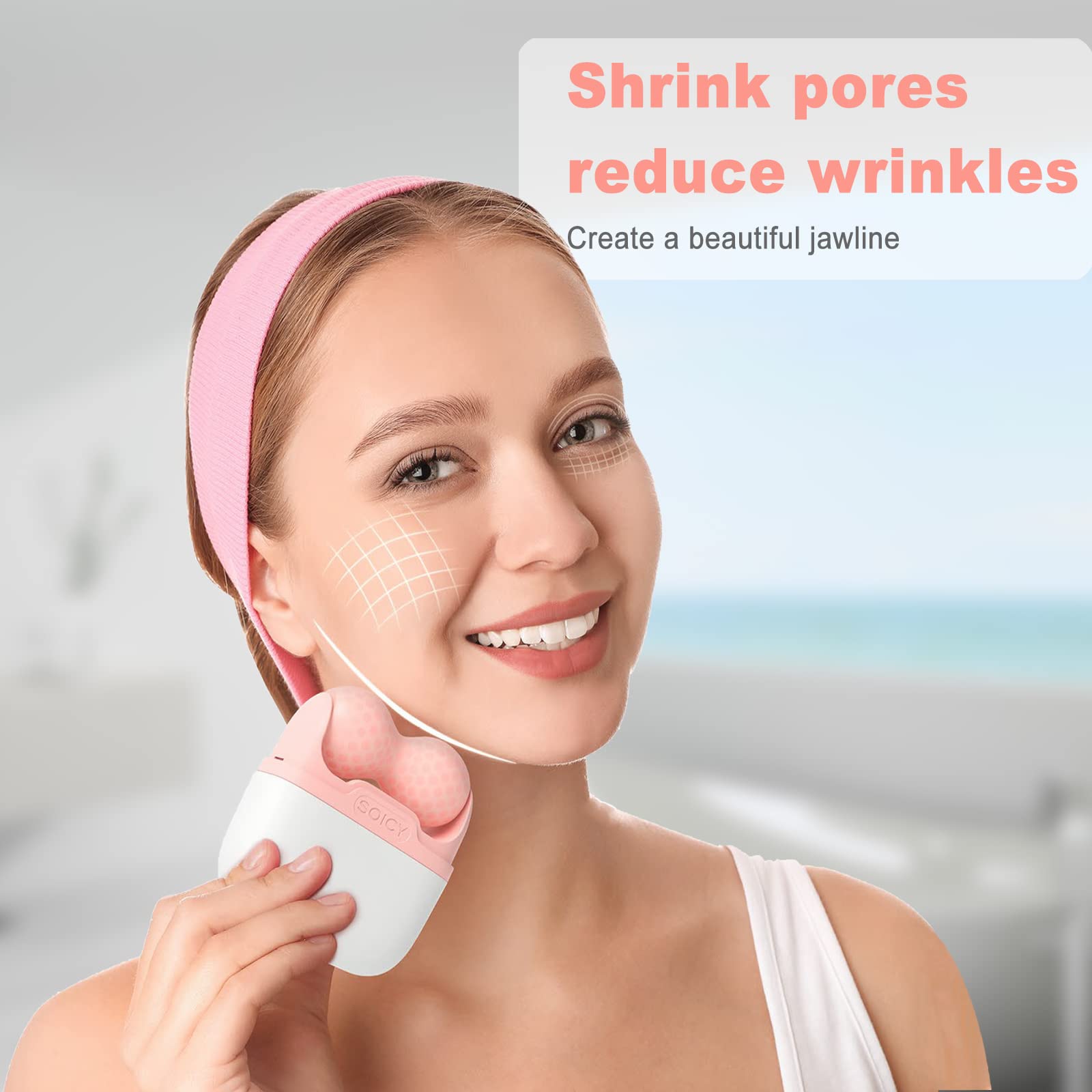 Ice Roller for Face and Eyes - Facial Skin Care Tools with 2 in 1 Face Roller and Travel Case, Self Care Gift for Men Women