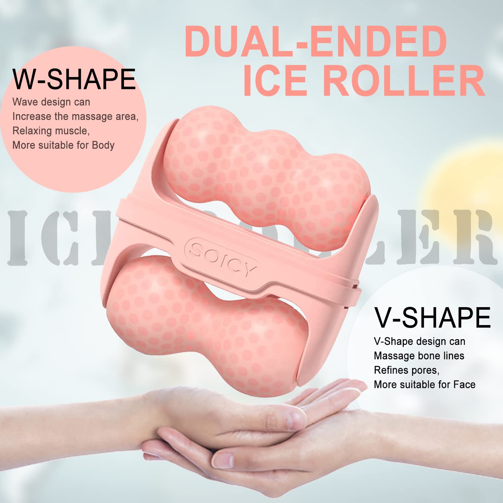 Ice Roller for Face and Eyes - Facial Skin Care Tools with 2 in 1 Face Roller and Travel Case, Self Care Gift for Men Women