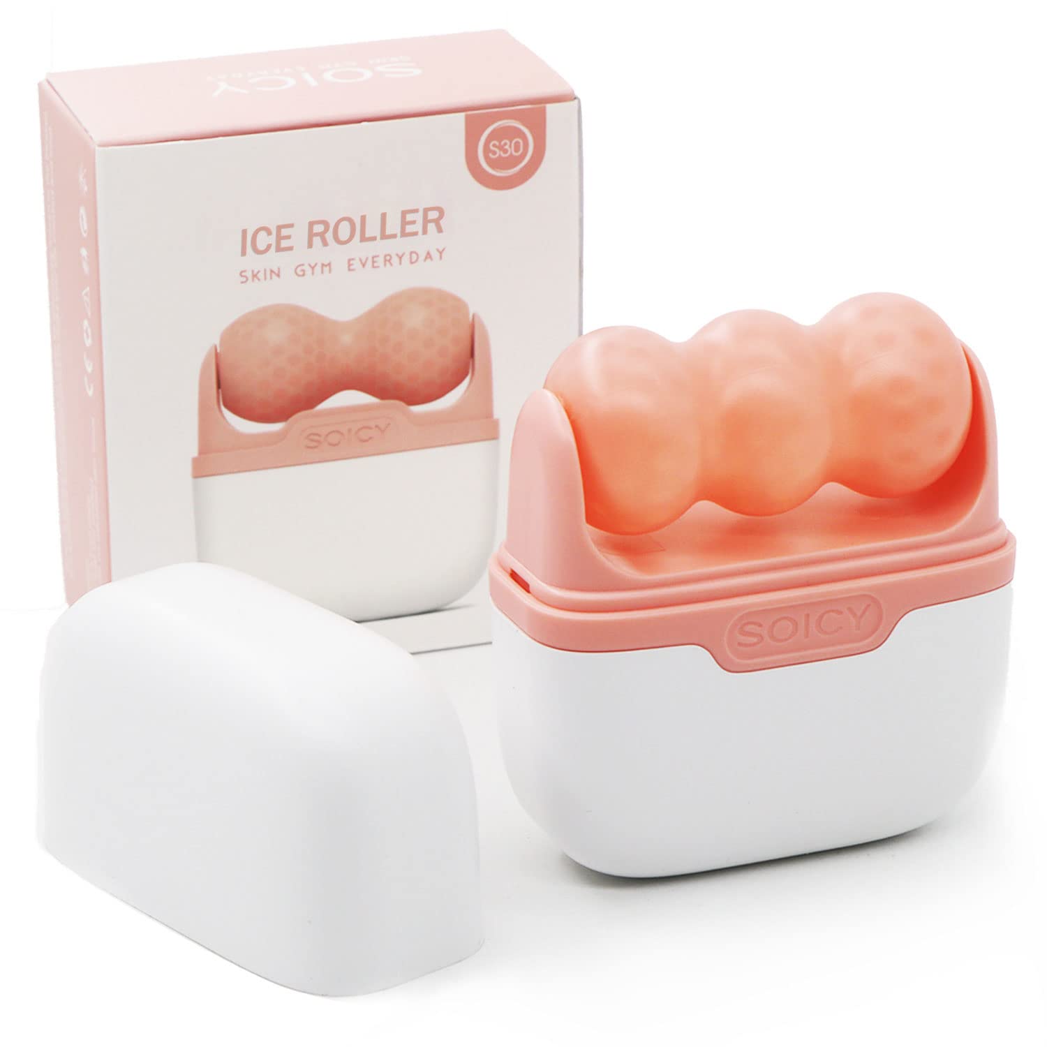 Ice Roller for Face and Eyes - Facial Skin Care Tools with 2 in 1 Face Roller and Travel Case, Self Care Gift for Men Women