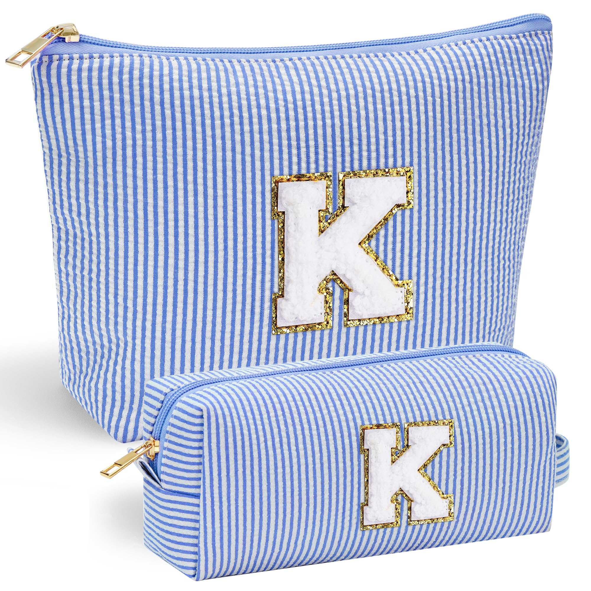 Personalized Initial Makeup Bag for Women | Cosmetic Travel Toiletry Bag | Preppy Stuff Teen Girl Gift Trendy Stuff