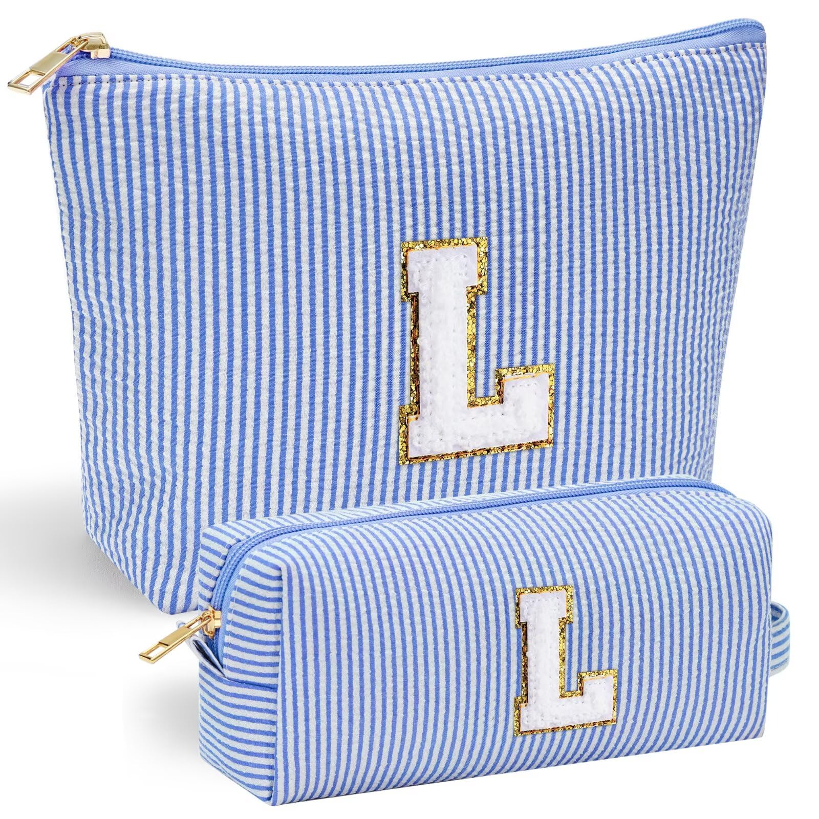 Personalized Initial Makeup Bag for Women | Cosmetic Travel Toiletry Bag | Preppy Stuff Teen Girl Gift Trendy Stuff