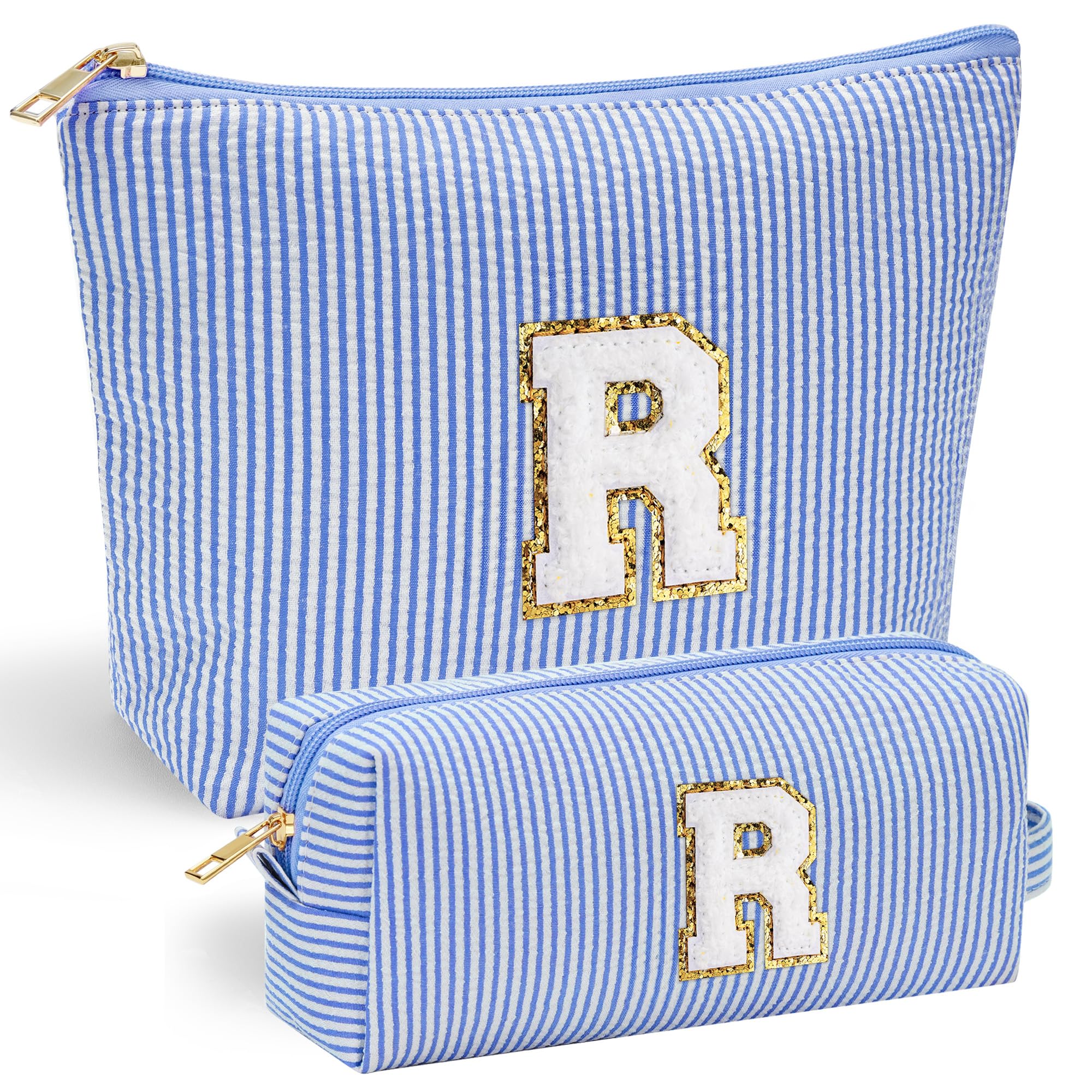 Personalized Initial Makeup Bag for Women | Cosmetic Travel Toiletry Bag | Preppy Stuff Teen Girl Gift Trendy Stuff