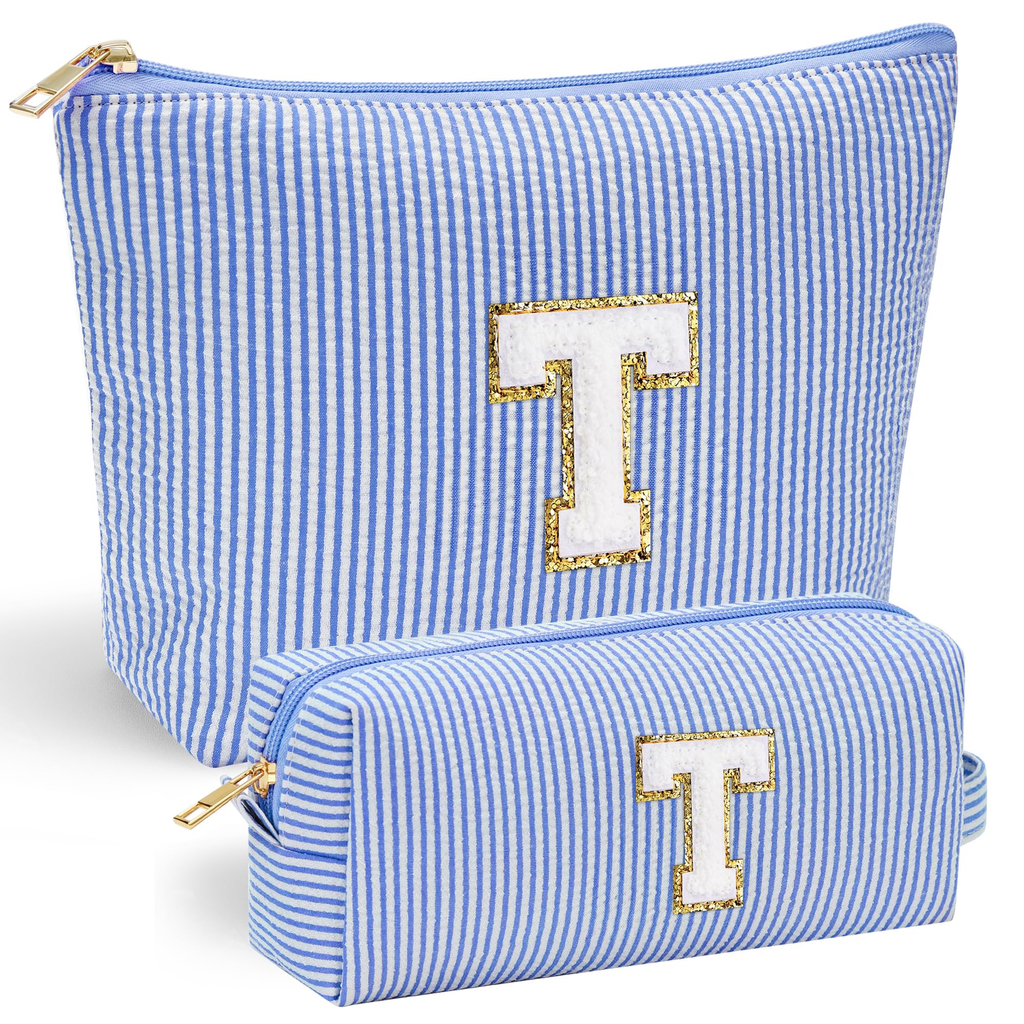 Personalized Initial Makeup Bag for Women | Cosmetic Travel Toiletry Bag | Preppy Stuff Teen Girl Gift Trendy Stuff