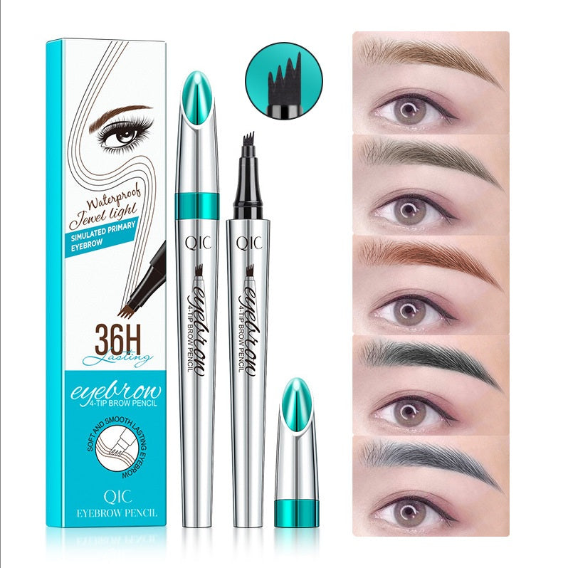 3D Waterproof Microblading Eyebrow Pen 4 Fork Tip Tattoo Pencil, Long-Lasting Brow Microfilling Eyebrow Pen, Easy to Use Microblade Eyebrow Pencil (2Pcs)