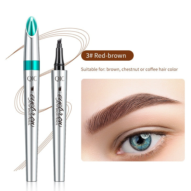 3D Waterproof Microblading Eyebrow Pen 4 Fork Tip Tattoo Pencil, Long-Lasting Brow Microfilling Eyebrow Pen, Easy to Use Microblade Eyebrow Pencil (2Pcs)