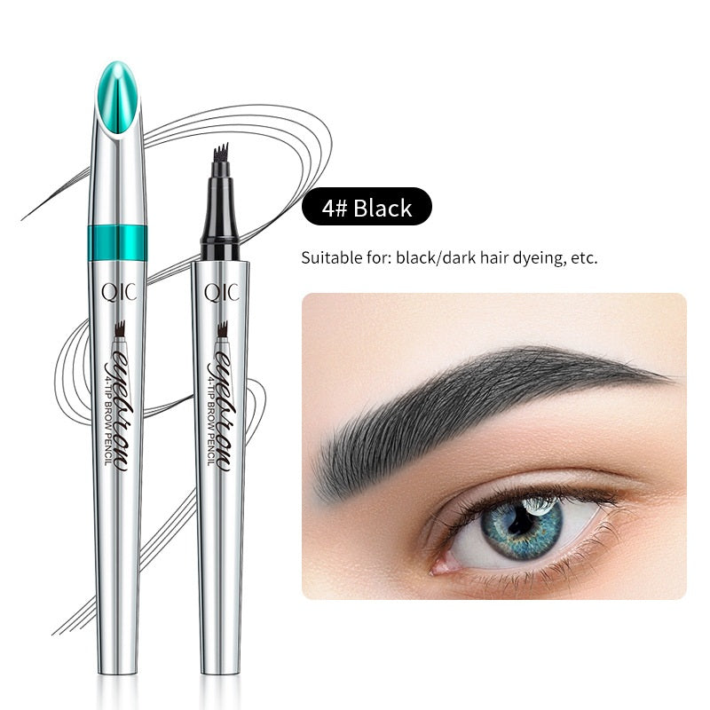 3D Waterproof Microblading Eyebrow Pen 4 Fork Tip Tattoo Pencil, Long-Lasting Brow Microfilling Eyebrow Pen, Easy to Use Microblade Eyebrow Pencil (2Pcs)