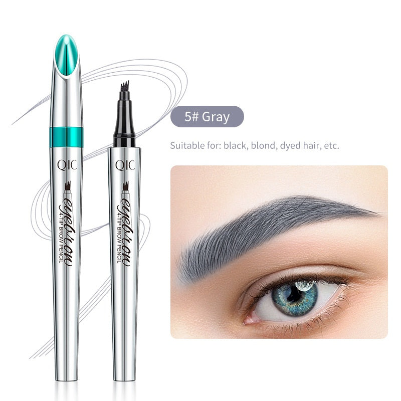 3D Waterproof Microblading Eyebrow Pen 4 Fork Tip Tattoo Pencil, Long-Lasting Brow Microfilling Eyebrow Pen, Easy to Use Microblade Eyebrow Pencil (2Pcs)