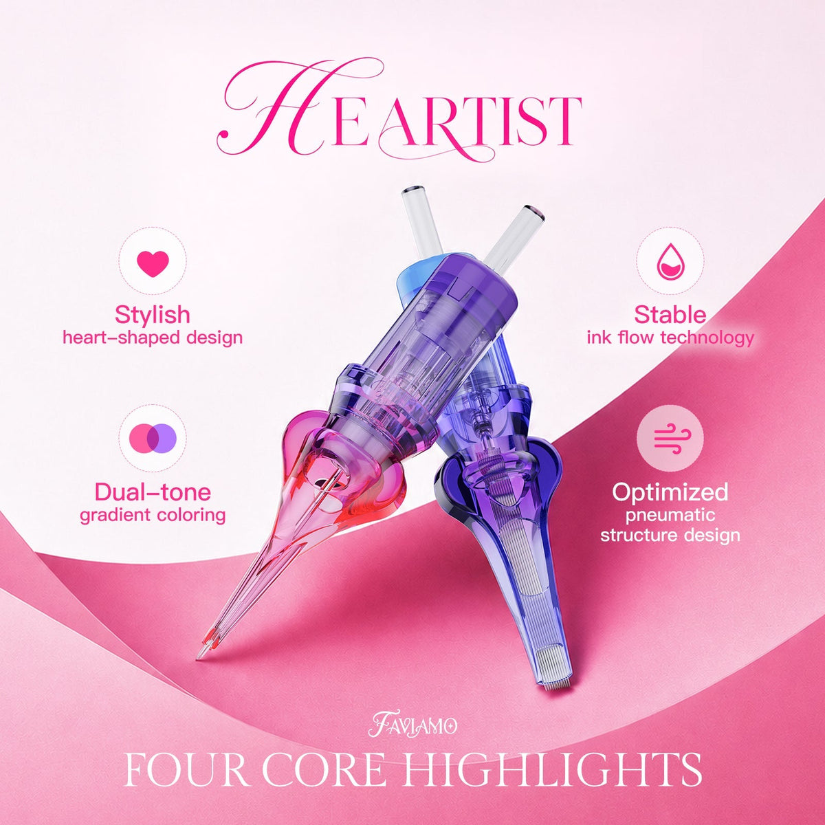 Faviamo Heartist | Precision Tattoo Cartridge Needles for Women Artists (10Pcs)