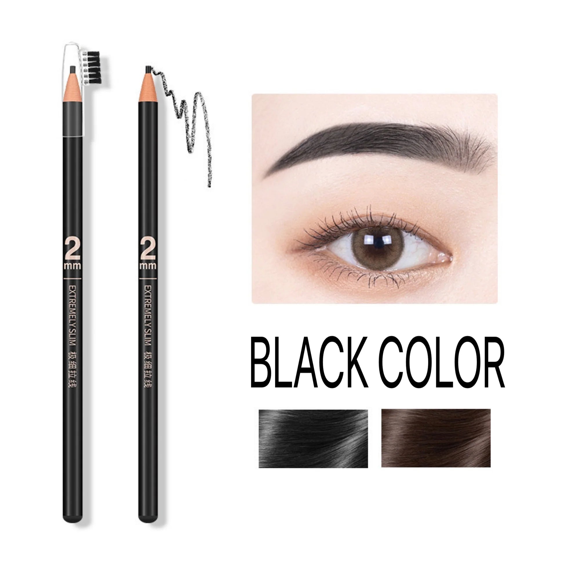 PMU Microblading Hairstroke 2mm Ultra-Slim Pencil – Black Color (12pcs/Box)