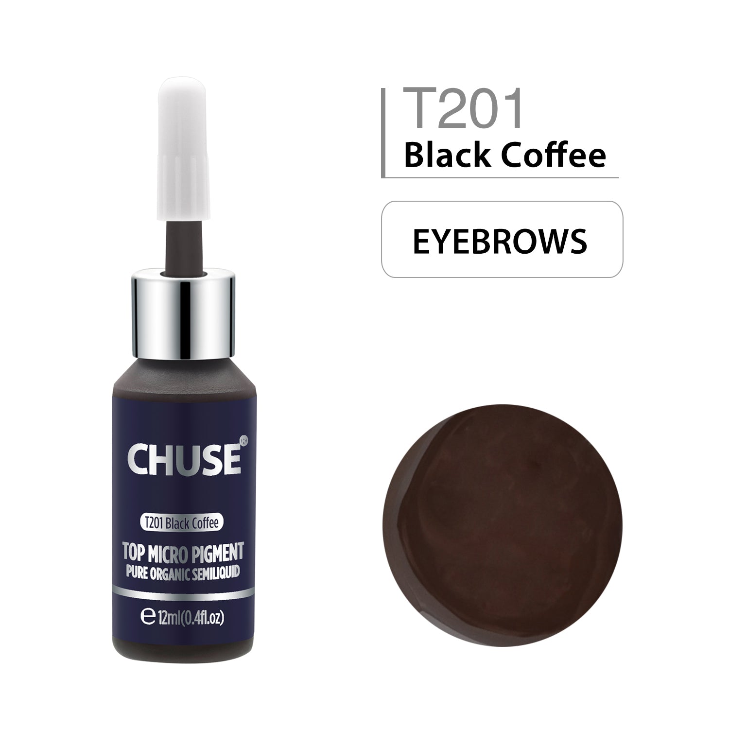 Pigments pour sourcils CHUSE PMU 0,4 oz/12 ml (T201 Café noir) 